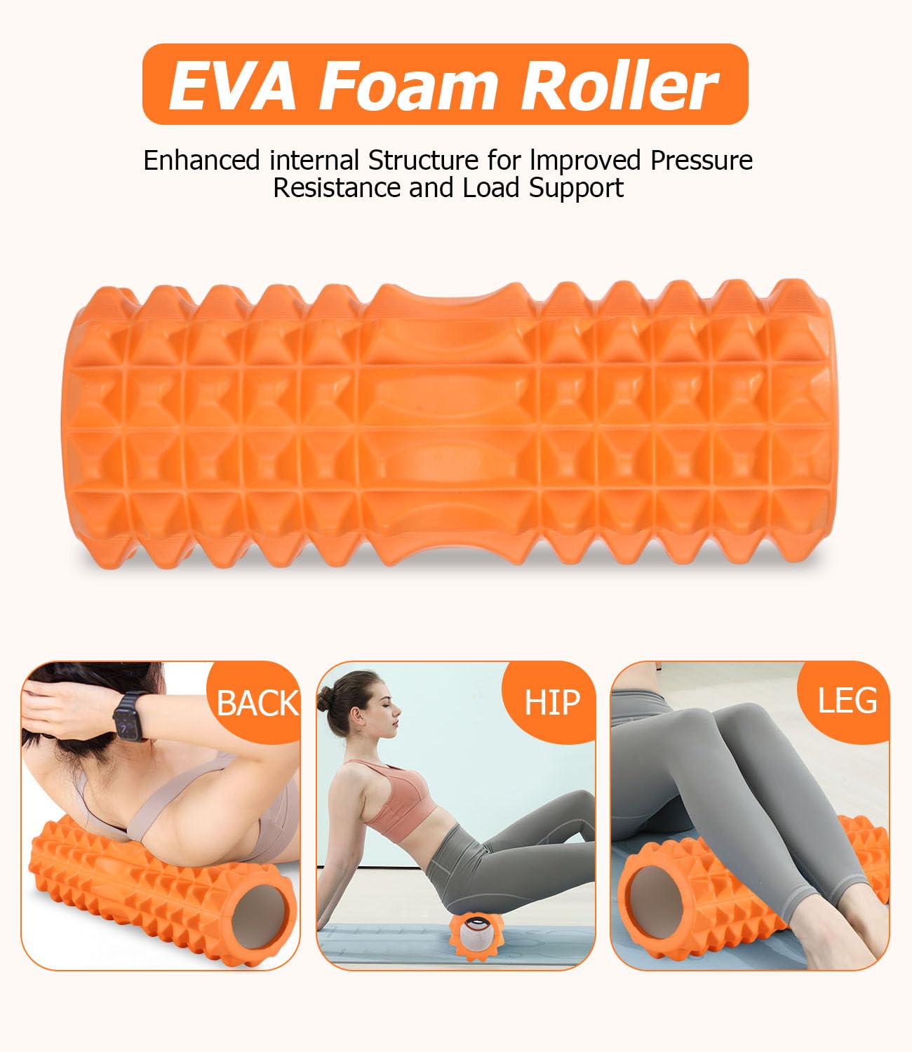 Naranja Set di Foam Roller 5 in 1, Roller Pilates ad alta Densità, Rullo per Massaggio,Pallina Massaggio Muscolare, Tenditore, Fascia di Resistenza per Massaggio, Esercizi di Fitness Attrezzi Pilates