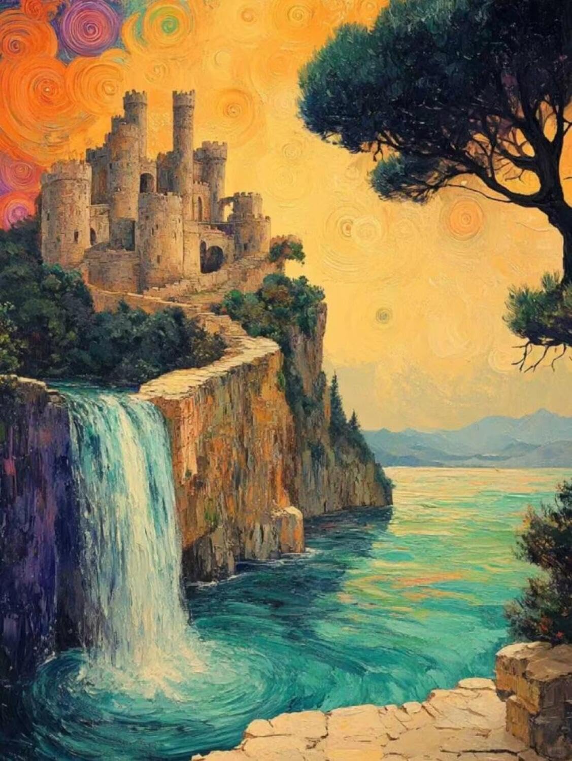 Rqwybcaxn Seed Bead Embroidery Kits Retro Castle 40x50cm