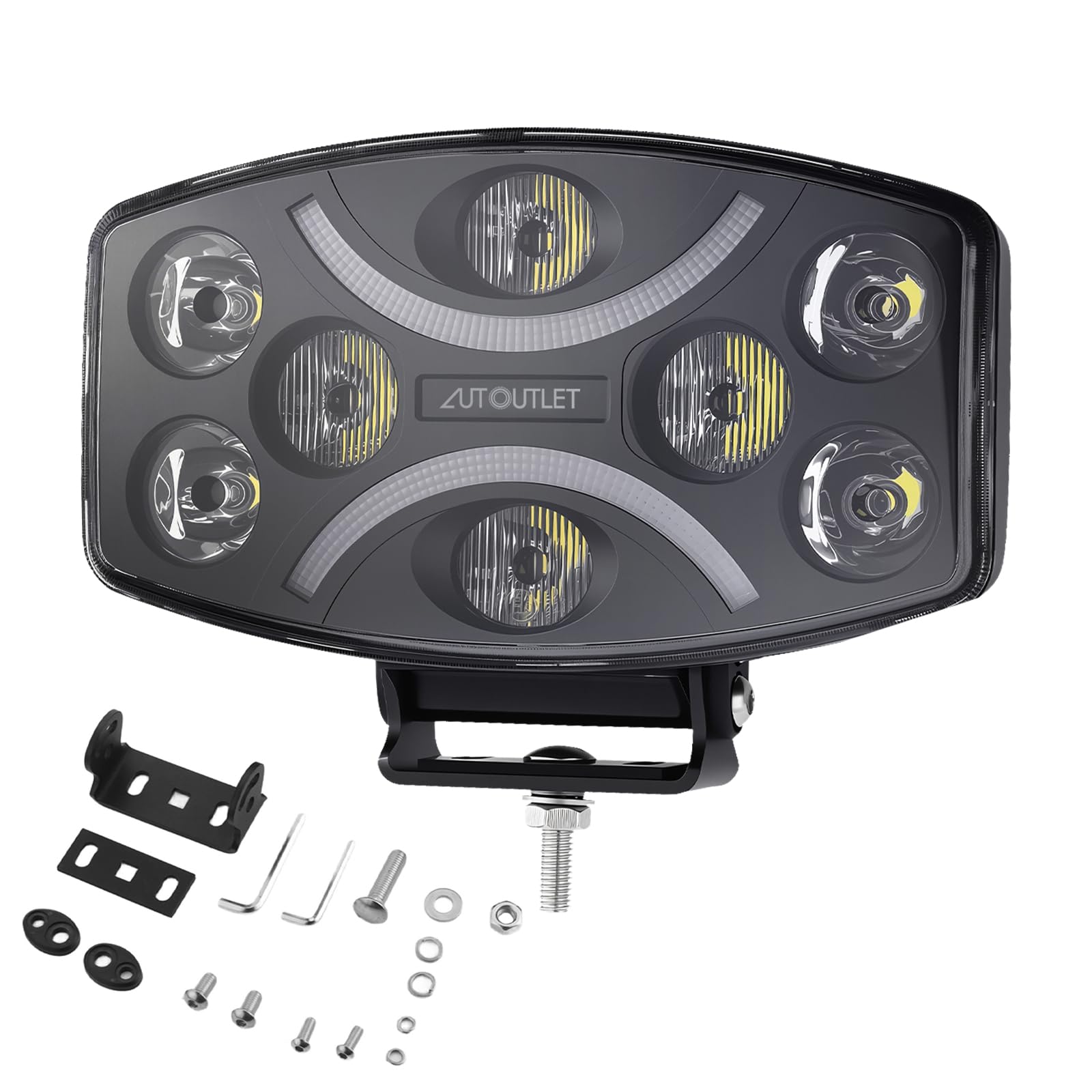 AUTOUTLET LED Arbeitsscheinwerfer, 10" LED Fernscheinwerfer 10-48V, 120W 12000LM Zusatzscheinwerfer ECE Zulassung IP67 Wasserdicht, Weiß Amber Tagesfahrlicht Offroad Scheinwerfer für Traktor LKW SUV