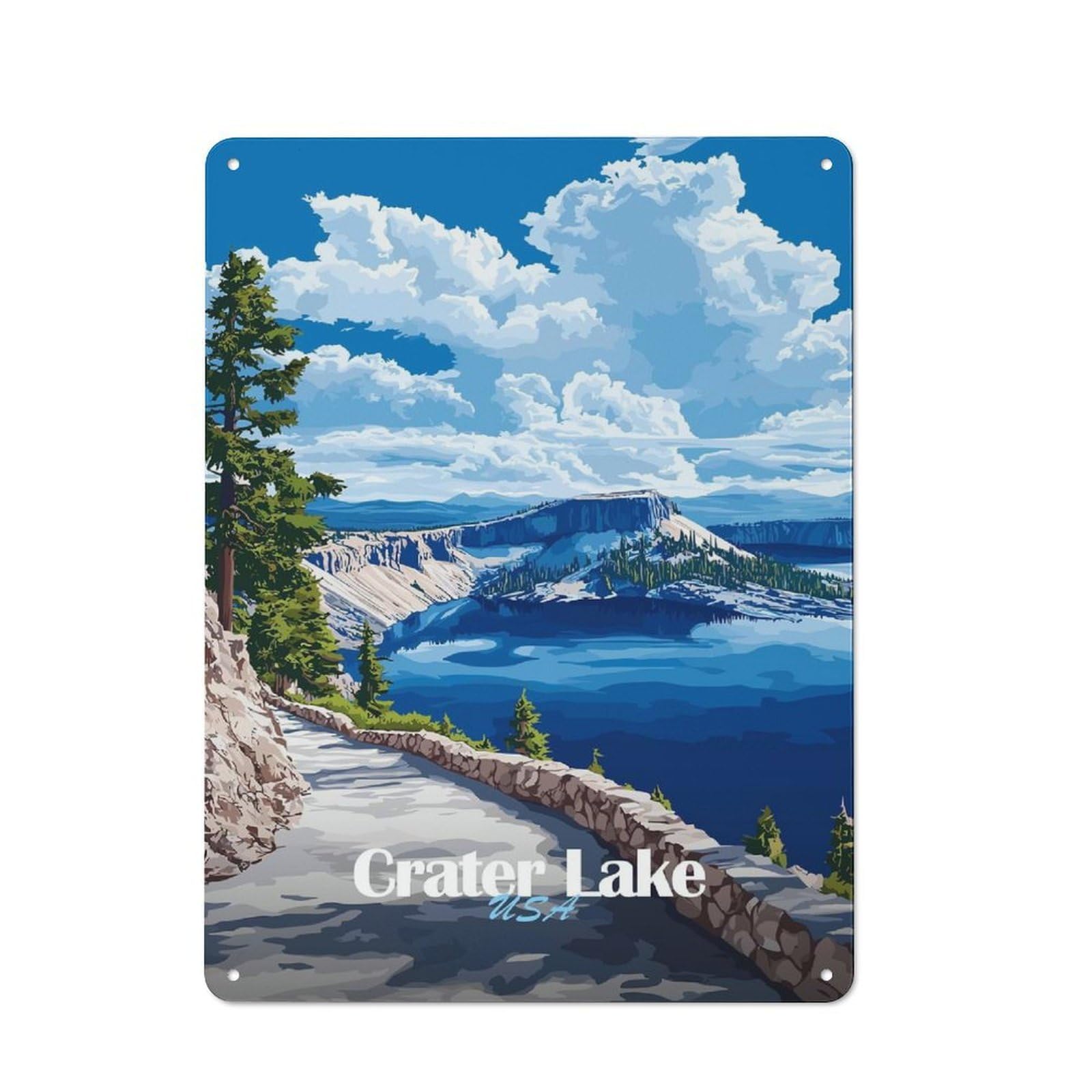 Junmoney Style-14 Crater Lake National Park Decorative Metal Plaque 40X30cm, Shop Front Style Restaurant Wall Art For Coffee Bar, Small Shop Or Dining Room