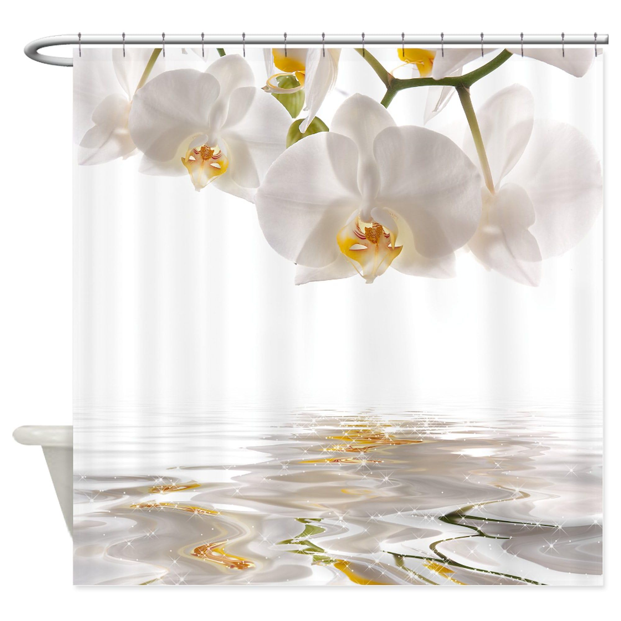Rideau Photo Coulissant - Motif Orchidée Blanche Et Eau, Sur Mesure, Fabrication Allemande - Neuf