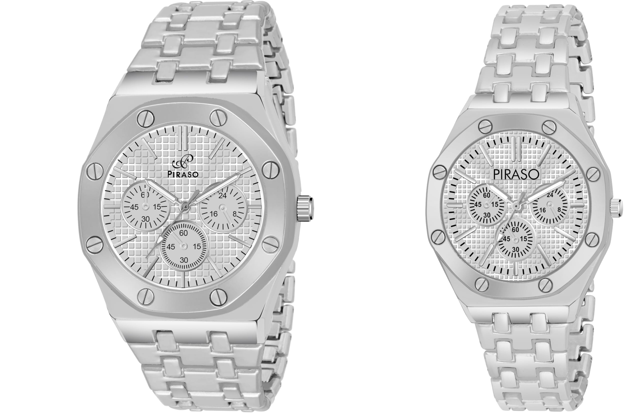 PIRASO Silver Analog Display Silver Chain Men & Women Watch - Pack of 2 (B0CHMWGXZ5) Amazon Price History, Amazon Price Tracker