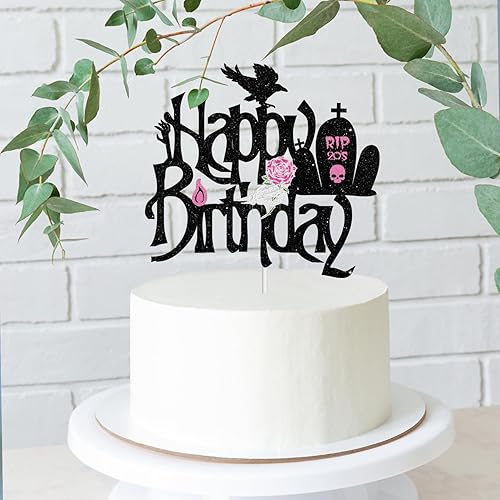 Miniatura 6 de Decoración para tarta de feliz cumpleaños RIP Twenties – Death to My Twenties RIP to My 20s Dirty 30 Birthday Glitter Cake Topper – Decoración de