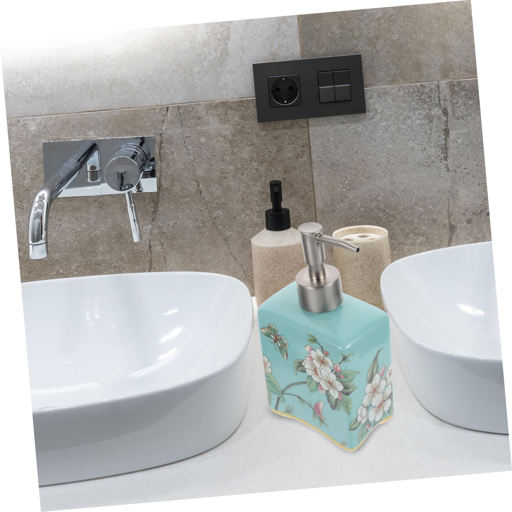 LABRIMP Dispenser di Detergente in Materiale da 410Ml Pompa Facile da Premere, Contenitore Ricaricabile per Shampoo e Detergente Liquido, per Uso Bagno Familiare