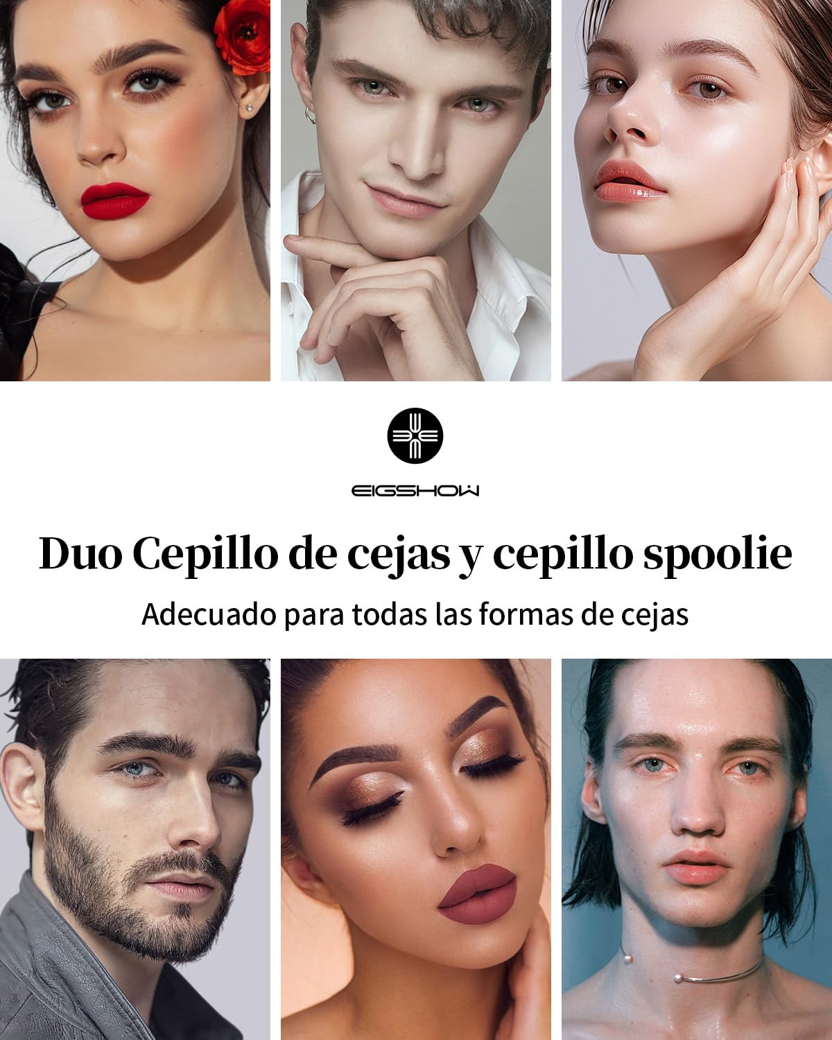 EIGSHOW Cepillo para cejas en ángulo de doble punta, para definir cejas delineador ojos pestañas, Maquillaje de Ojos