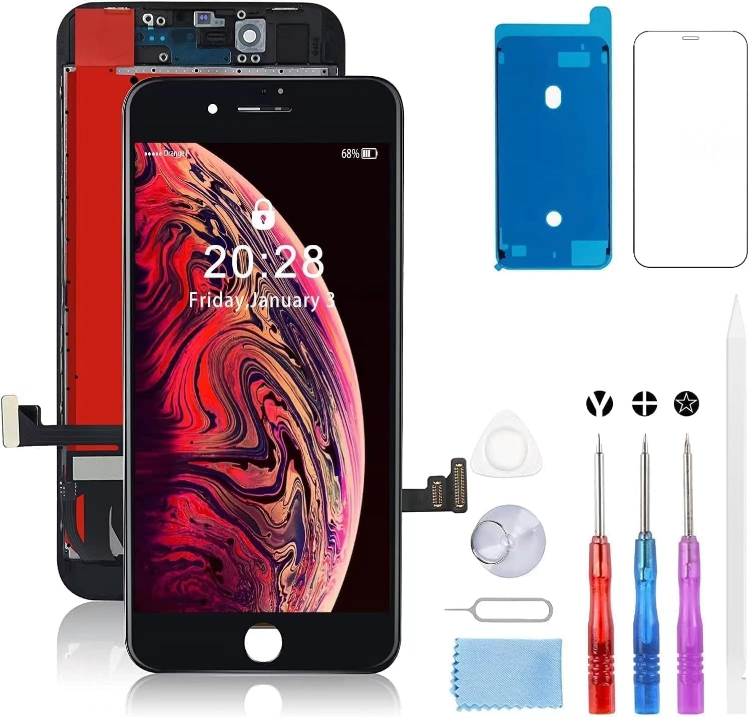 for iPhone 7 Screen Replacement Kit: 4.7inch LCD Display and 3D Touch Digitizer Full Assembly, for A1660, A1778, A1779 and Full Repair Tools
