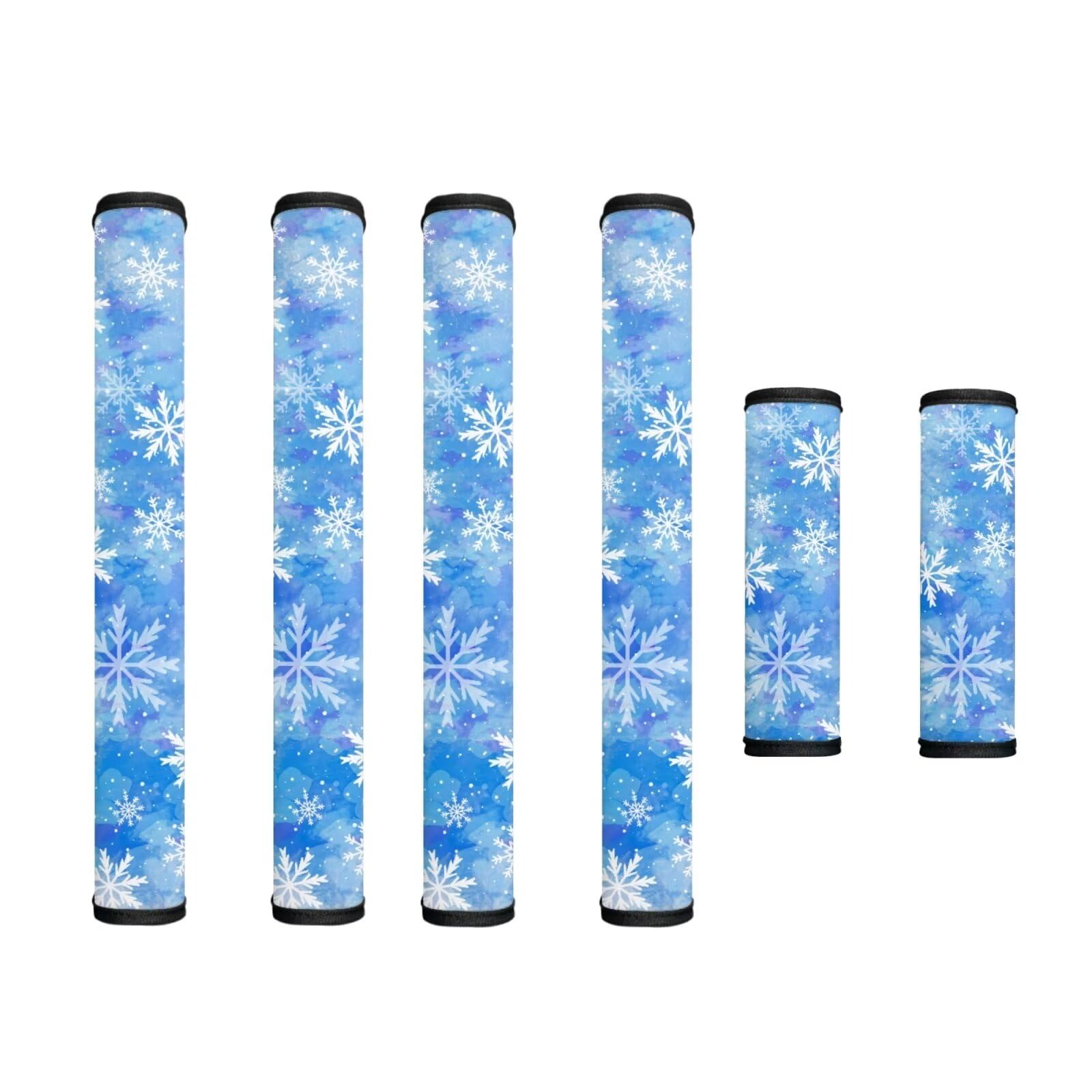 Refrigerator Door Handle Covers Set of 6 Kitchen Appliance Decor Handles Washable Waterproof Anti-Stain Oven Stove Handle Protector Kitchen Decor and Accessories, Snowflake Christmas Blue