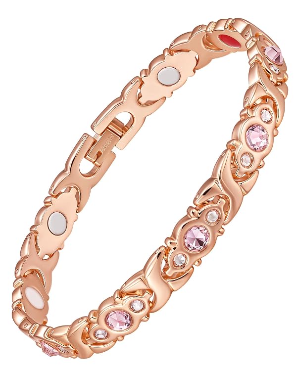 Jecanori Pure Copper Bracelet for Women, Effective Magnetic Bracelet With 4 Element Magnets & Sparkling Cubic Zirconia, Ideal Jewelry Gift by Jecanori - Used condition - US$19.19