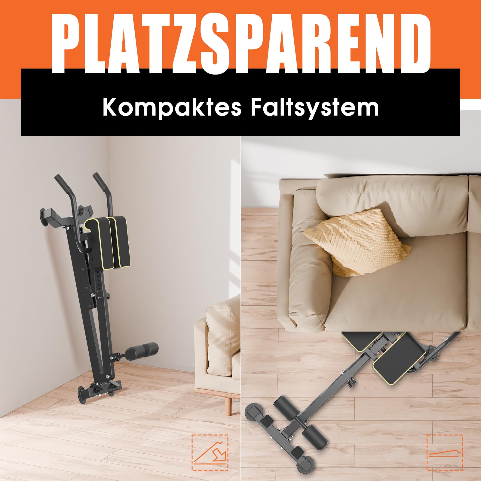 DH FitLife Rückenstrecker, 5-in-1 Hyperextension Rückentrainer bis 150 kg | Klappbar & verstaubar｜Bauchmuskeltrainer & Bauchtrainer｜Bizeps-Curls｜Dip-Training｜Roman Chair｜Verstellbare Hantelbank