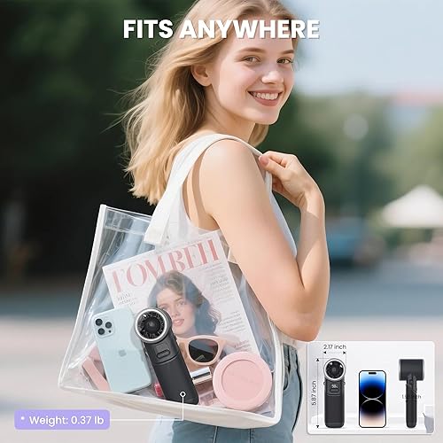 Miniatura 6 de Ventilador de mano portátil Batería recargable de 5000 mAh, enfriamiento máximo de 19 horas, 5 velocidades, motor de alta potencia de 11000 RPM