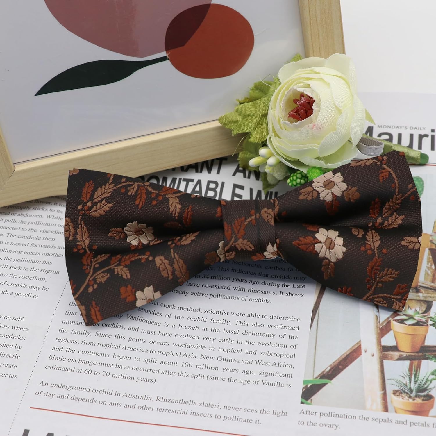 Floral Bow Ties for Men, Adjustable Pre-tied Mens Bowtie Flower Men's Bowties for Wedding Party Prom Work Date