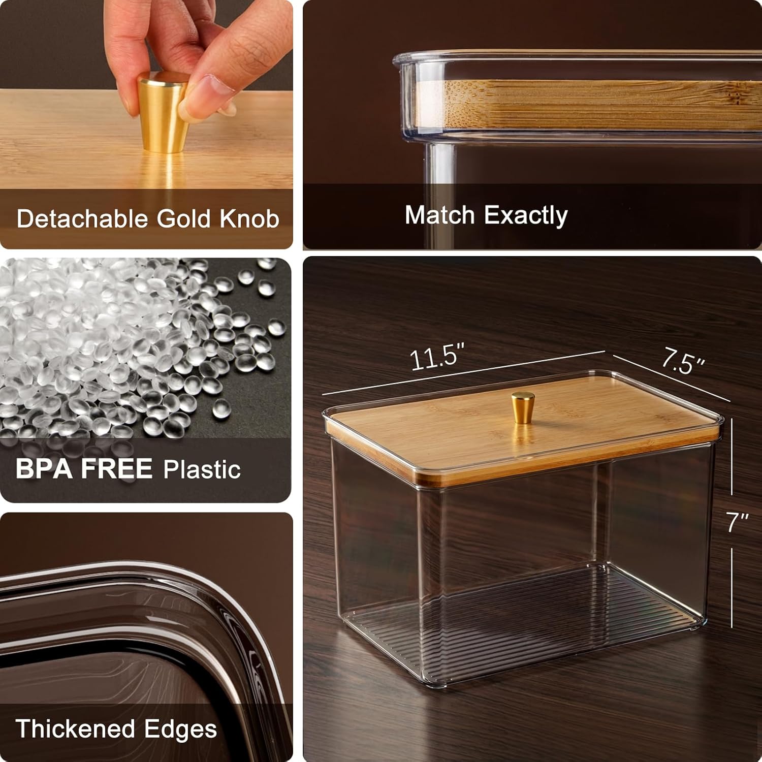 Hudgan Breadbox for Kitchen Countertop, Bread Storage Container with Bamboo Lid for Homemade Bread,Toast, Bagel, Donut, Cookies and Baguette, Large Corner Breadbox Keeper for Muffin