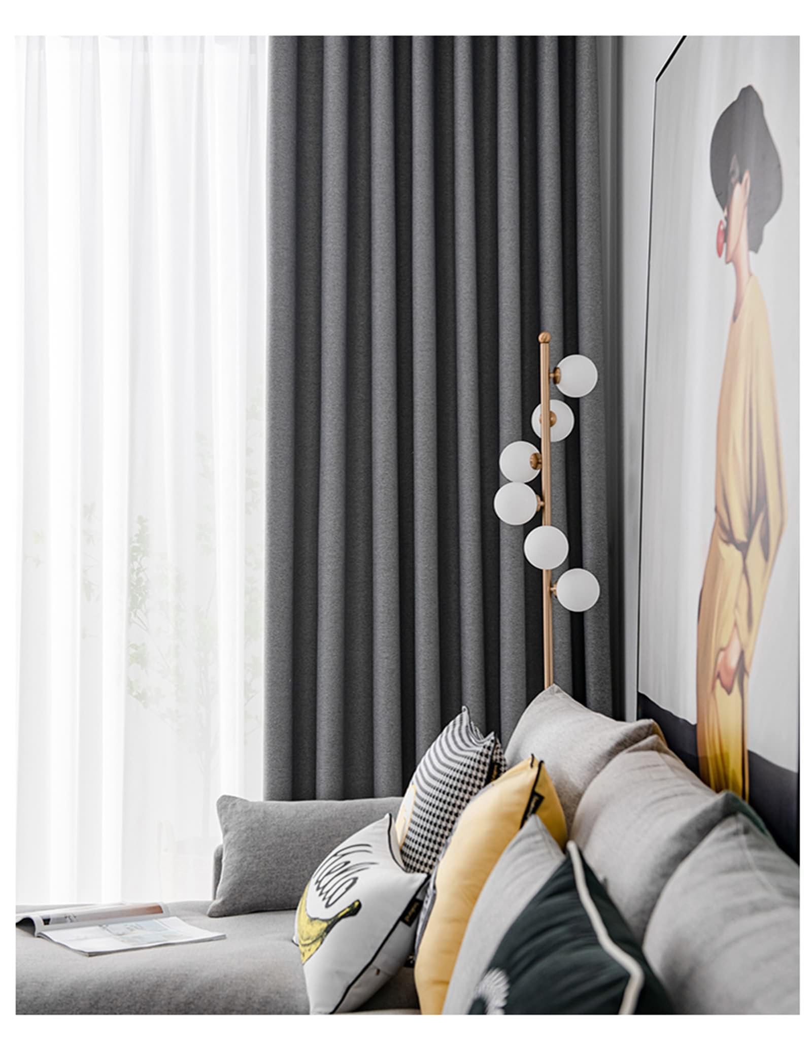 Rideaux occultants pour salon et chambre Beydodo lot de 2 rideaux gris