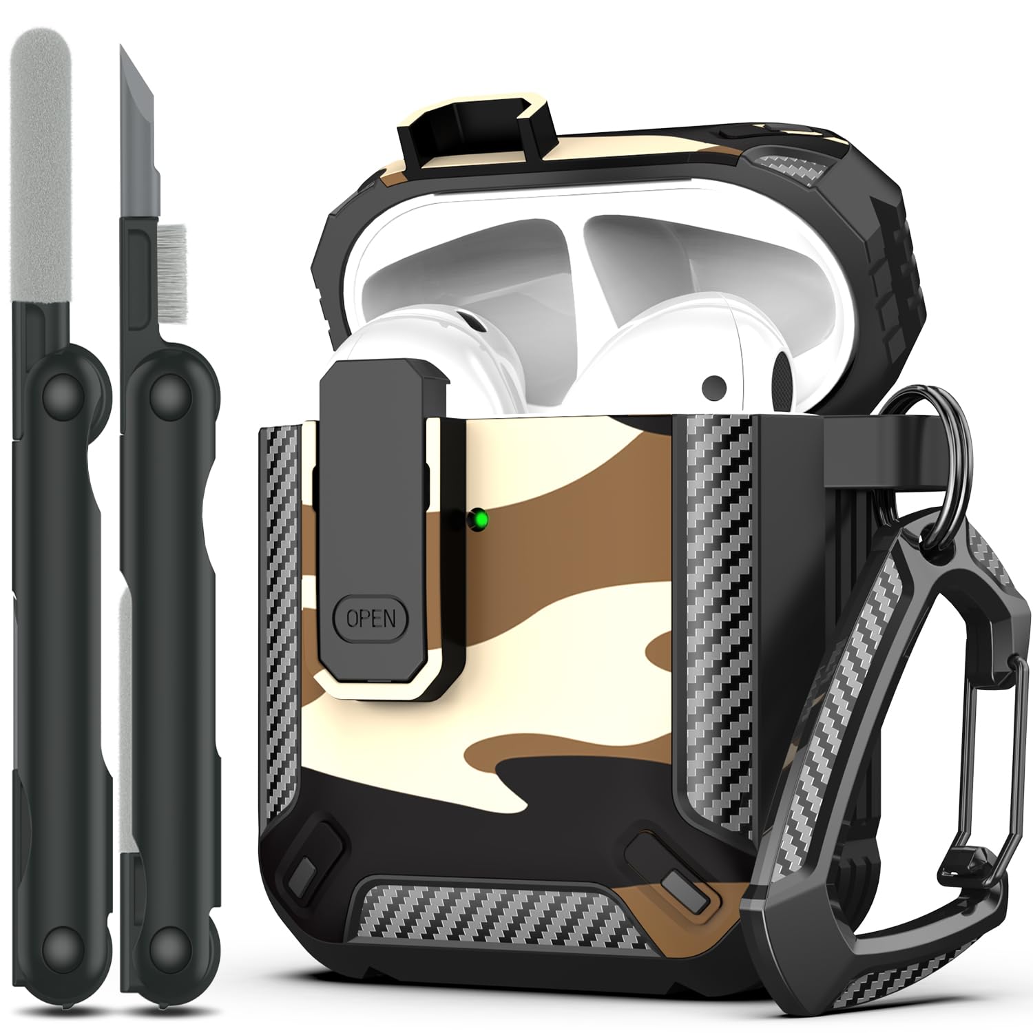 RFUNGUANGO - Funda para AirPods Pro 3 con Cierre y Kit de Limpieza, Transparente, rígida, para Videojuegos, con Soporte para teléfono Integrado, antigolpes （Naranja） — view 29