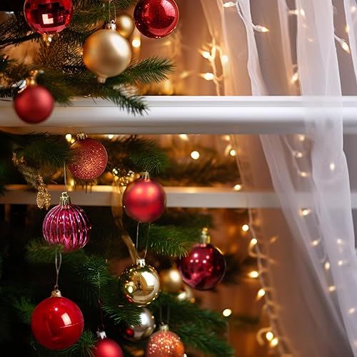 Miniatura 120 de AMS 2.36''/60mm 34ct Christmas Ball Large Ornaments Party Decorations Shatterproof Festival Pendant Hangings for Xmas Tree Decor (60mm, Purple)