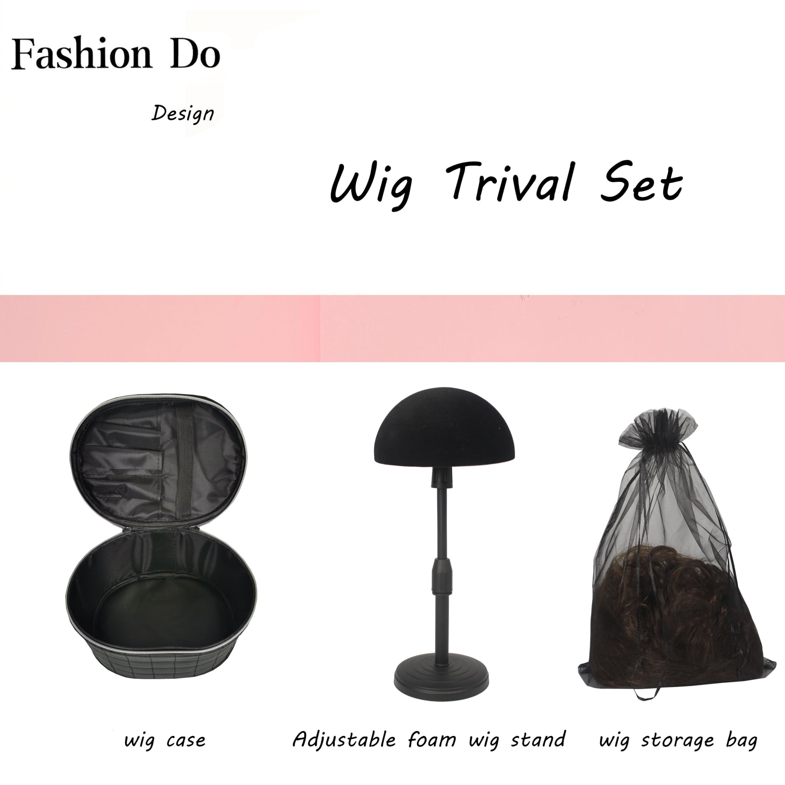 FASHION DO Deluxe Wig Travel Box or Makeup Case Compact Durable in Black and adjustable velvet styrofoam wig head holder (Wcase-5)