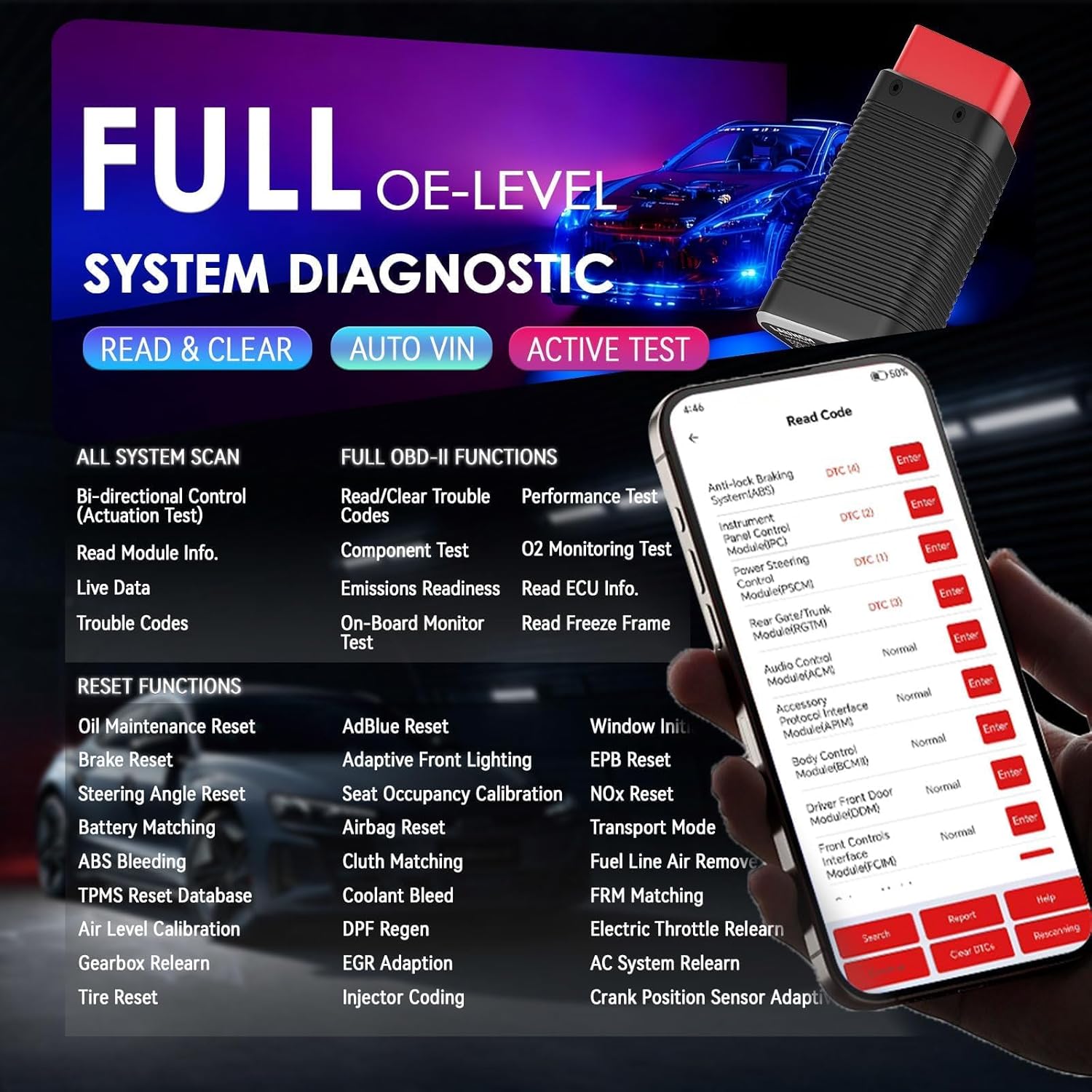 LAUNCH AIOBD Bluetooth OBD2 Scanner - Full System Diagnostics, AI Explains Faults Simply, Parts/Labor/Cost Estimates, Works with iPhone & Android