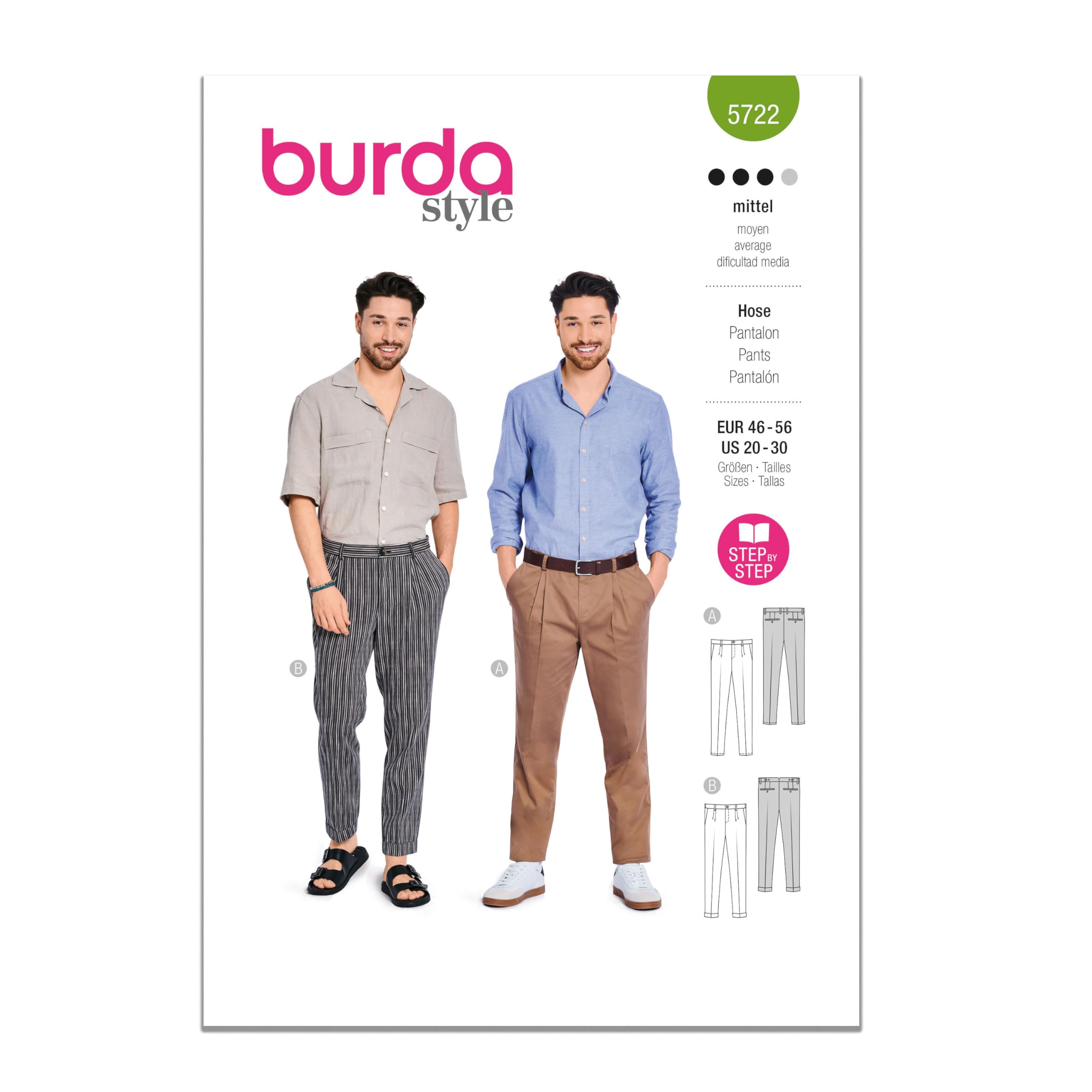 Burda Style Sewing Pattern B5722 Men's Trousers