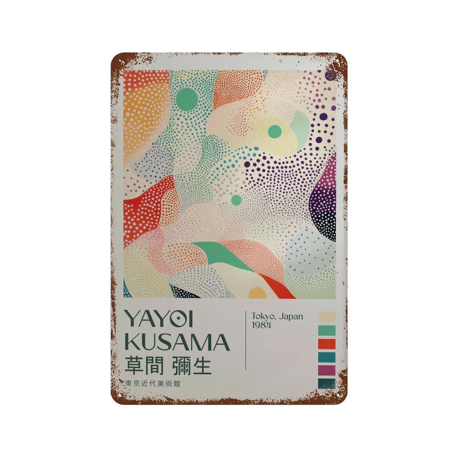 xiaoxiaoshen Yayoi Kusama Modern Livingroom. Maximalist Japandi Exhibition1 Wall Decor Art Metal Tin Poster Modern Home Decor Art Home Bar Shop Decorations Vintage Sign 30x20cm