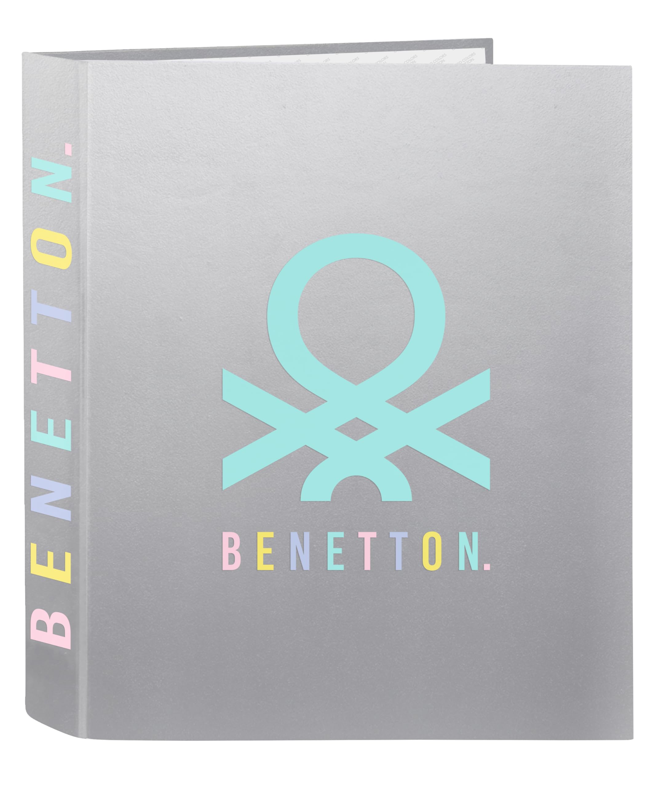 Benetton Silver - Folio Folder 4 Rings, Ideal for Children of Different Ages, Comfortable and Versatile, Quality and Resistance, 27 x 6 x 33 cm, Silver, Silver, Estándar, Casual