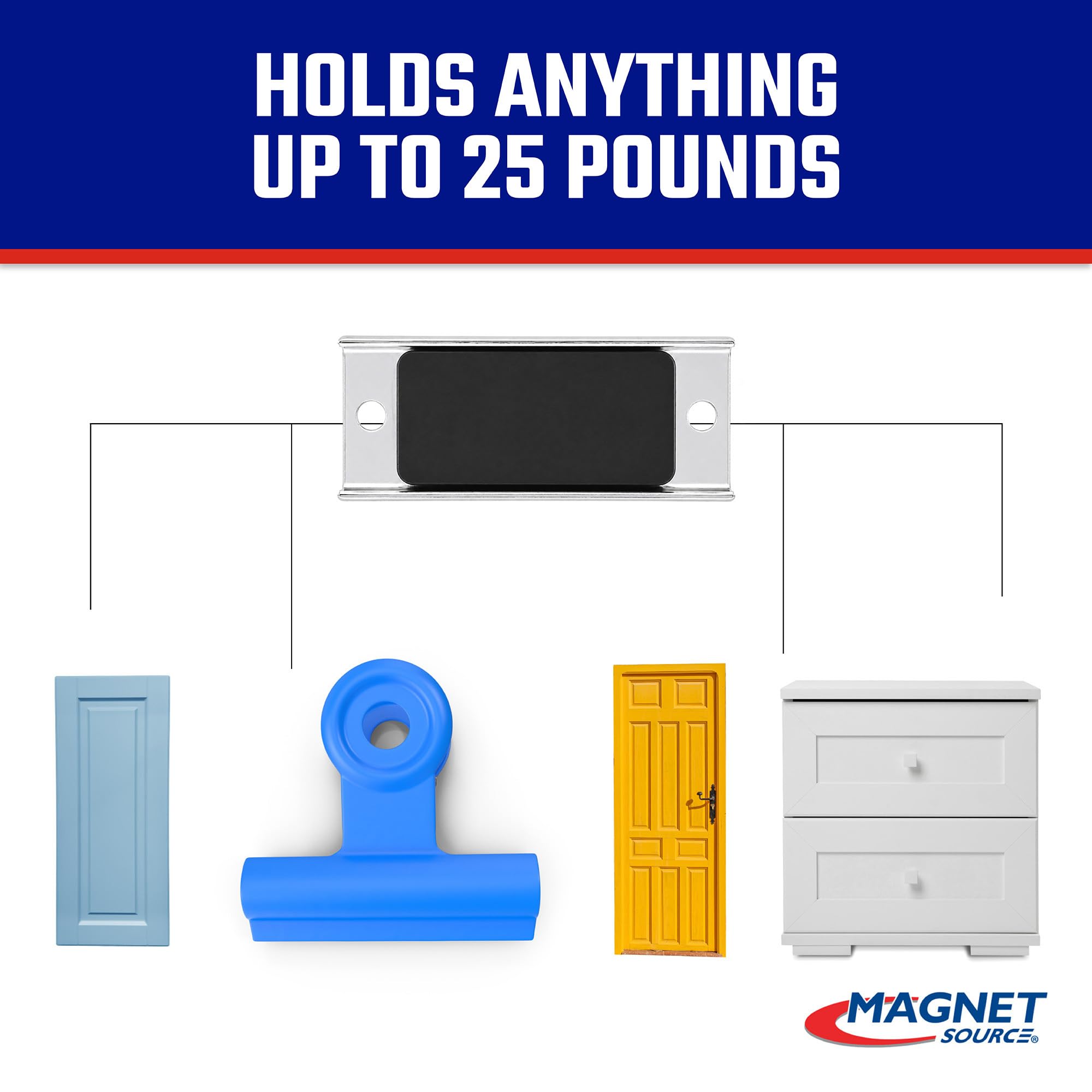 Master Magnetics Magnet Fastener - Rectangular with Mounting Holes, Zinc Plated, 2.70" Length, 1.08" Width, 0.50" Height, 25 lb Pull, Silver, Pack of 4, CBA275X4 — Amazon image 4