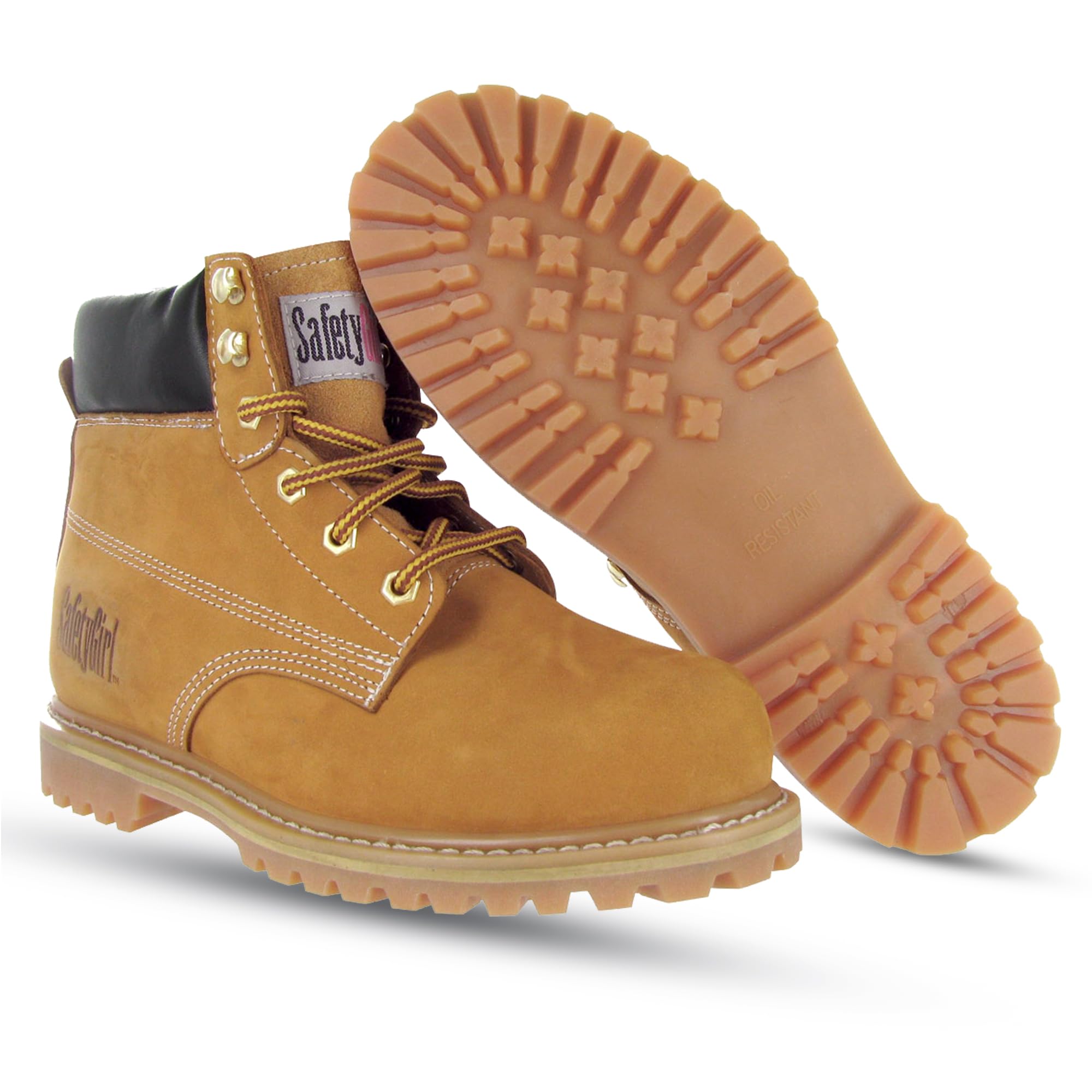 Safety Girl Steel Toe Boots for - Tan - 9.5W | Waterproof Work Boots for Women Steel Toe | Slip Resistant Work Shoes for Women | Lightweight Nubuck