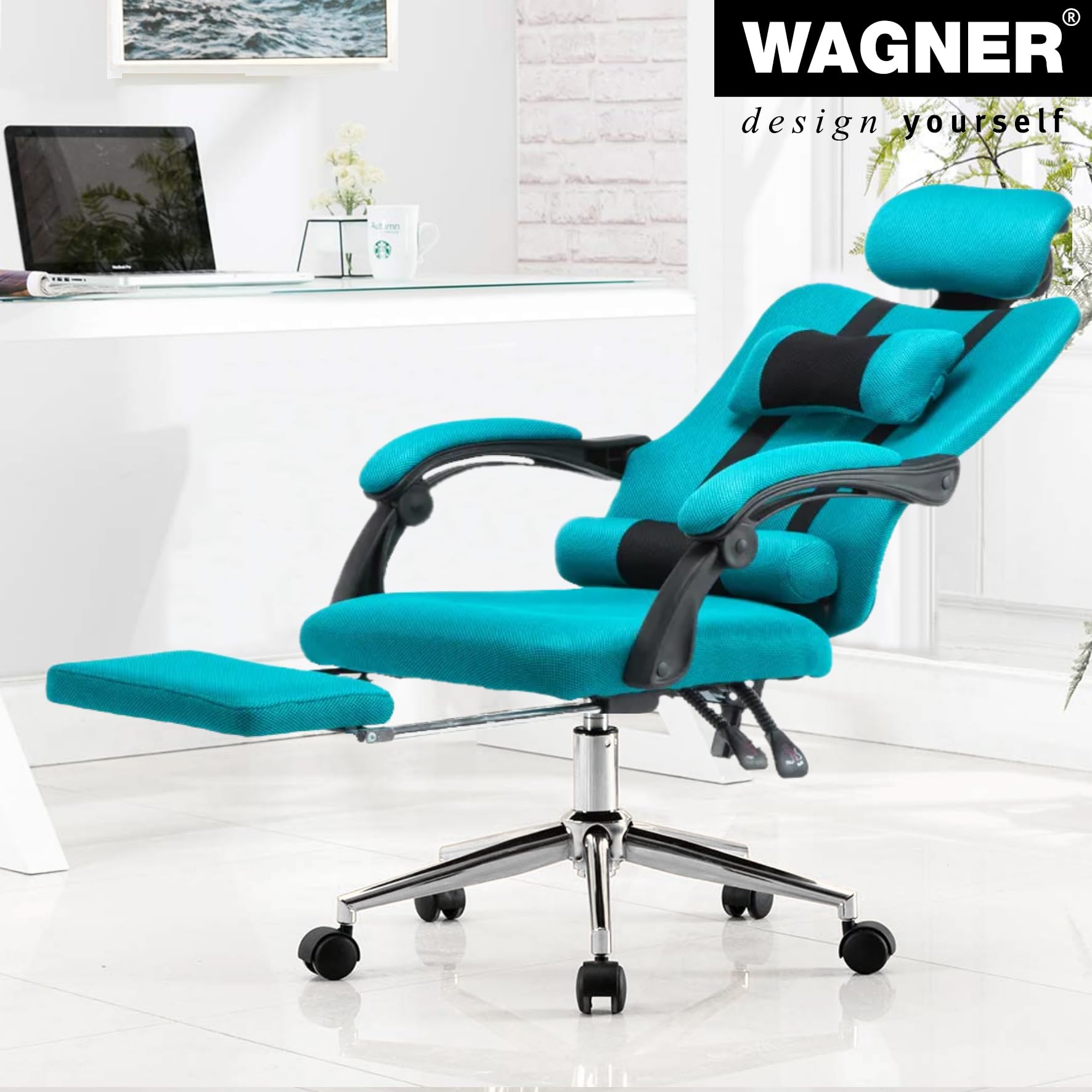 WAGNER swivel chair castors/office chair castors, 5pcs. set, HARD, diameter diameter 50 mm, interval braked - Image 3