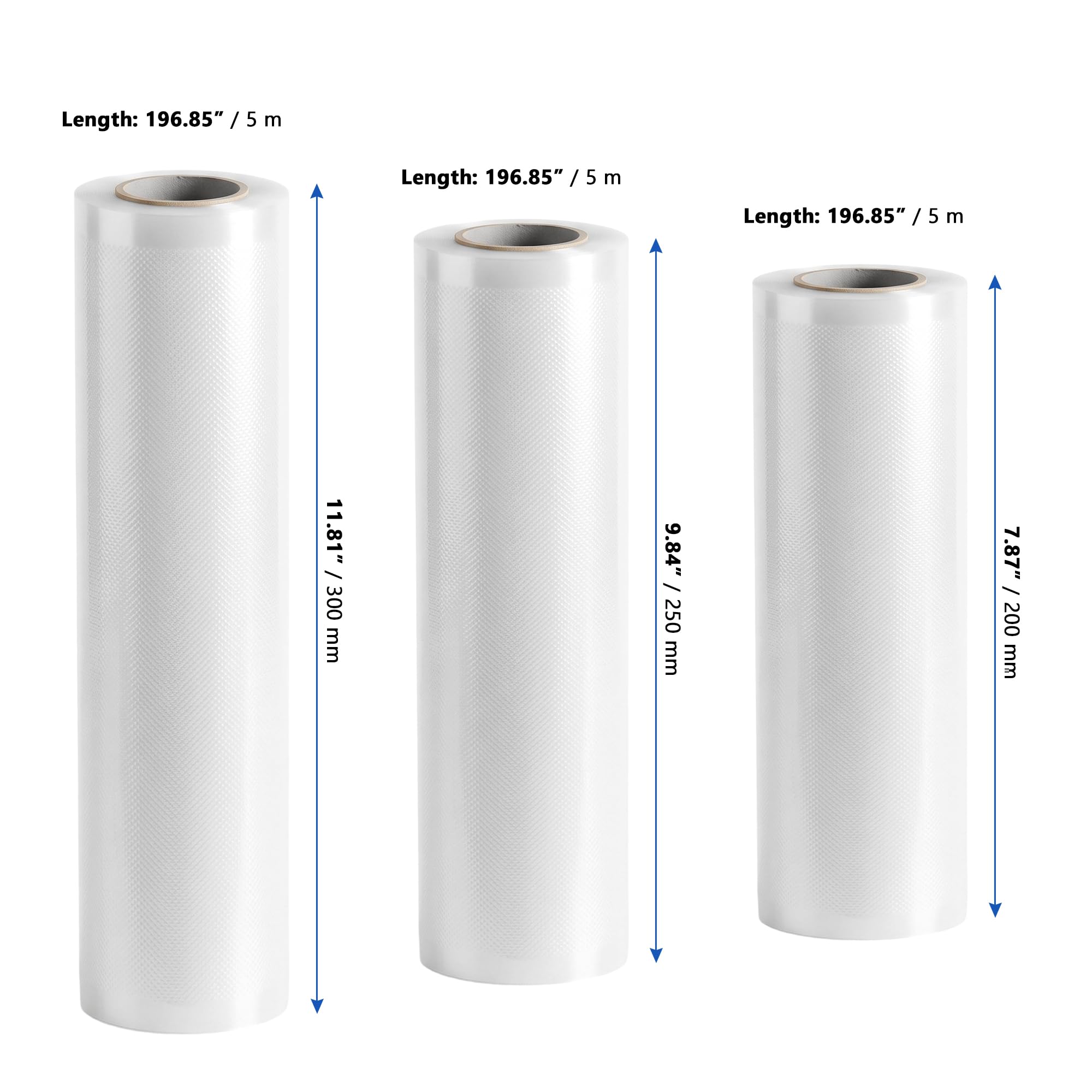 Set di 9 Rotoli di Pellicola per Sottovuoto Alimenti, 20/25/30 cm x 500 cm