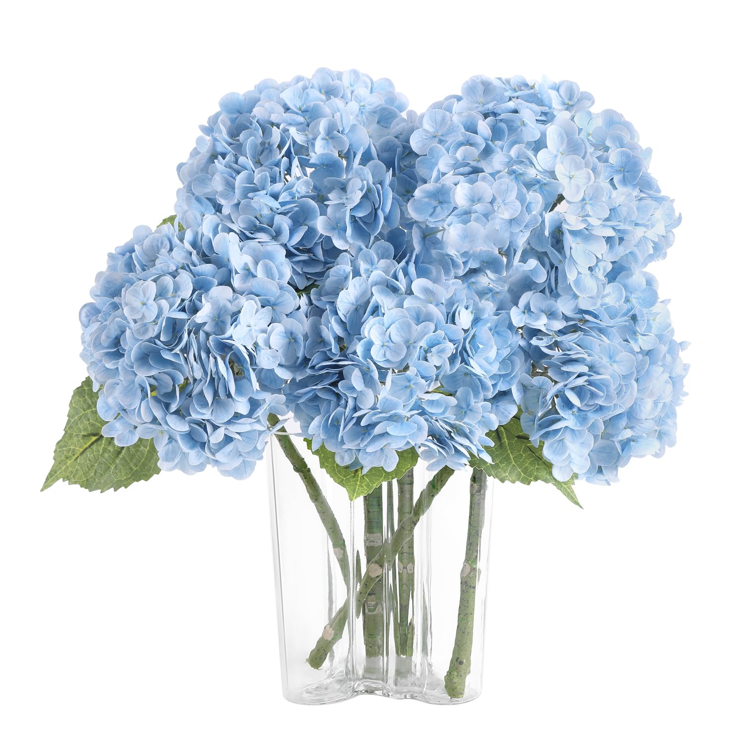 Coferset 4-Pack Baby Blue Lifelike Hydrangea Artificial Flowers