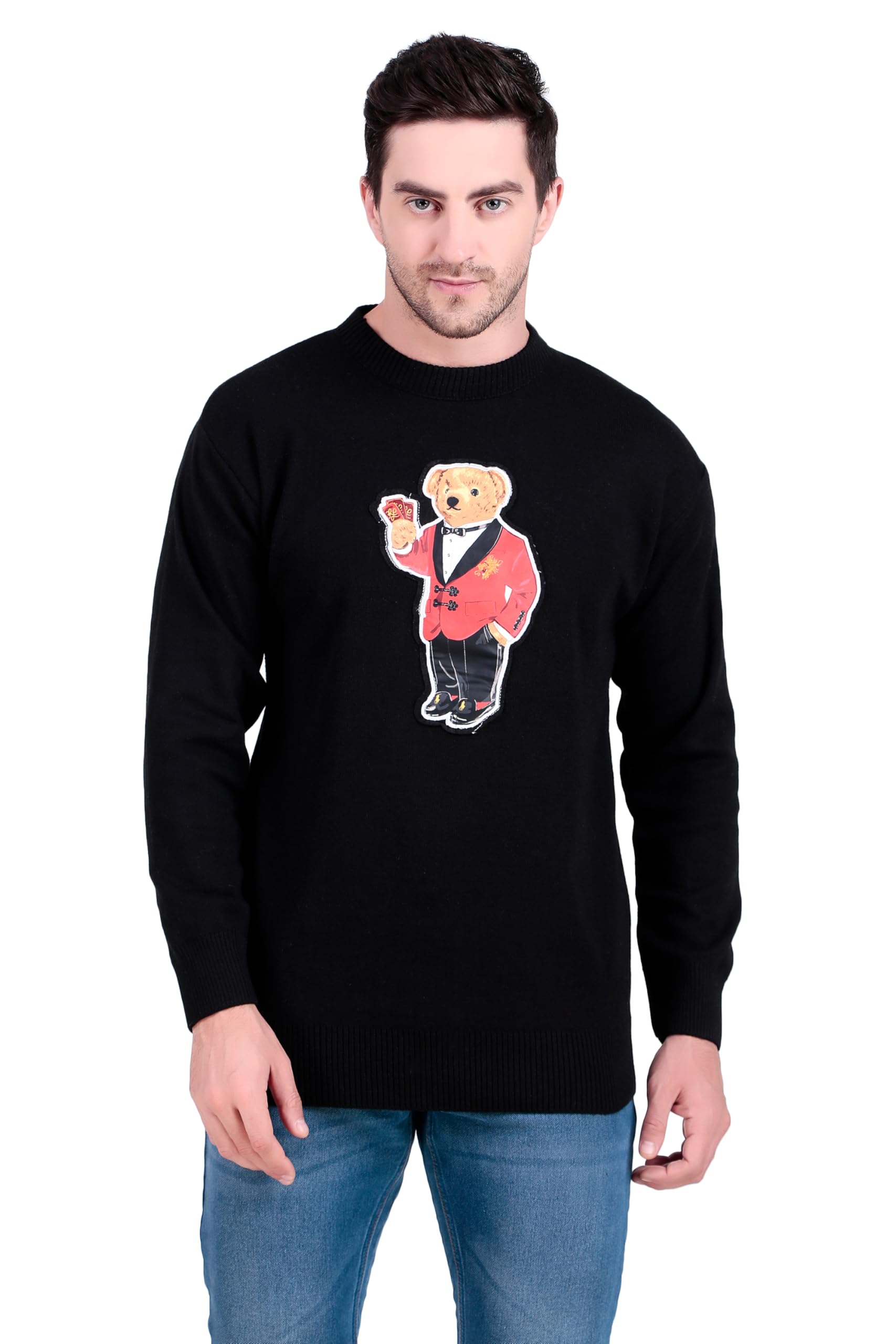 city fashion Sweaters for Men Bear Terry - Winter Round Neck Full Sleeve Knit Knitted Acrylic Pullover Sweater for Men-picture-47