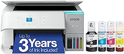 Epson EcoTank ET-2980 Impressora supertank colorida sem fio com até 3 anos de tinta, tanques recarregáveis, perfeita para casa, 15 PPM, tela colorida de 3,7 cm, impressão dupla face automática