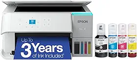 Epson EcoTank ET-2980 Impressora supertank colorida sem fio com até 3 anos de tinta, tanques recarregáveis, perfeita para casa, 15 PPM, tela colorida de 3,7 cm, impressão dupla face automática