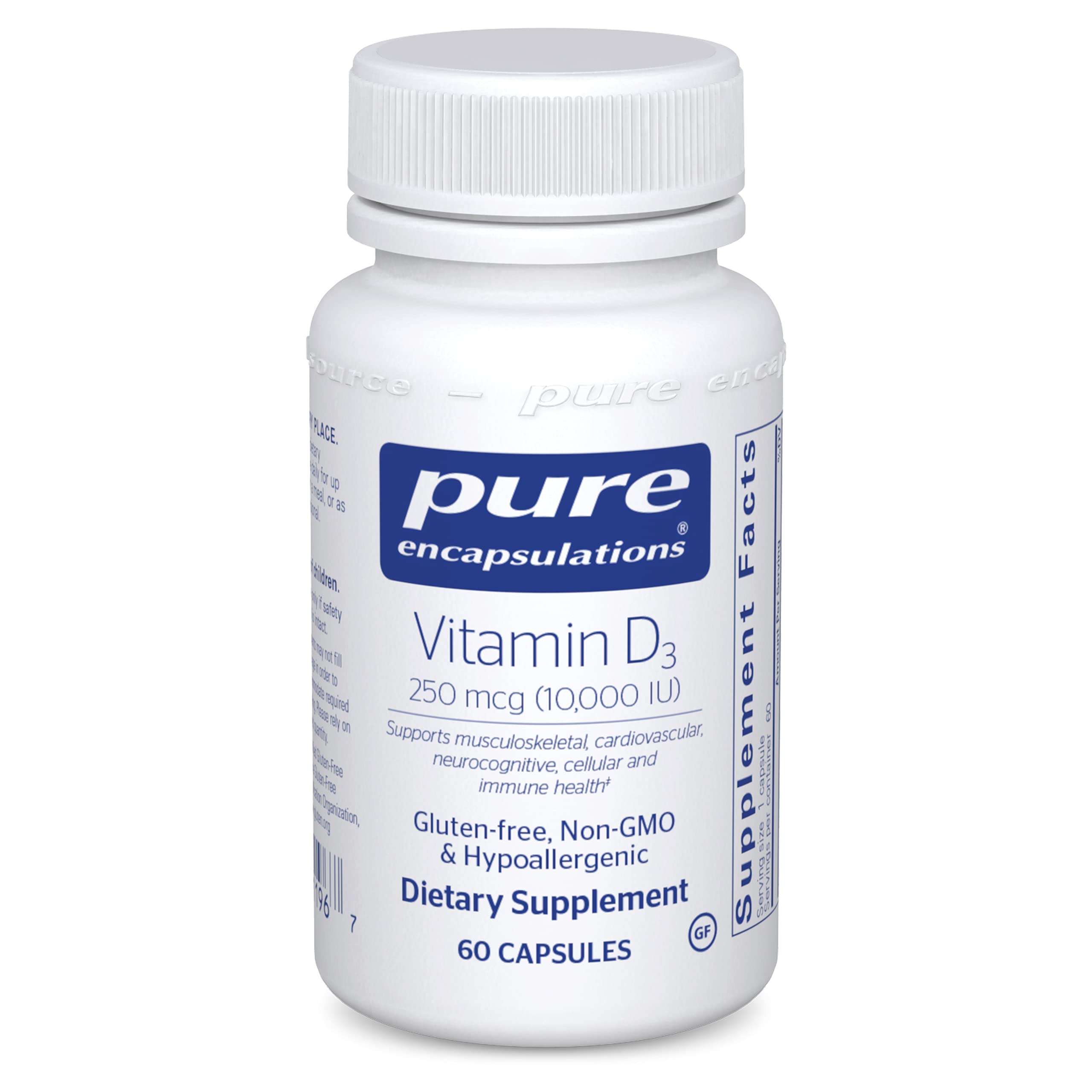 Pure Encapsulations Vitamin D3 250 mcg (10,000 IU) | Supplement to Support Bone, Joint, Breast, Prostate, Heart, Colon and...