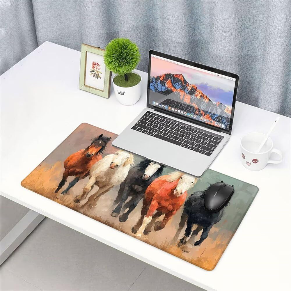 Tappetino Mouse Gaming xxl Accessori Scrivania Ufficio Grigio Cavallo Grande Tappetino Mouse e Tastiera Sottomano da Scrivania 1200x600x3mm Base Antiscivolo, per PC Gamer Laptop Studio Casa d-679