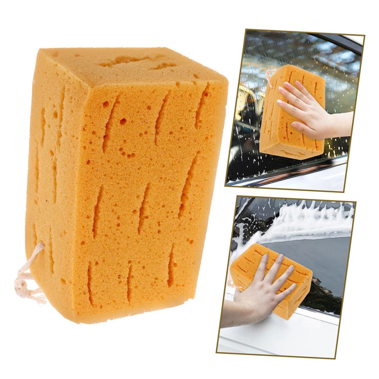 Gatuida Éponge Lavable pour Voiture Grande Éponge Absorbante de Nettoyage Auto Outil de Lavage avec Cordelette de Suspension
