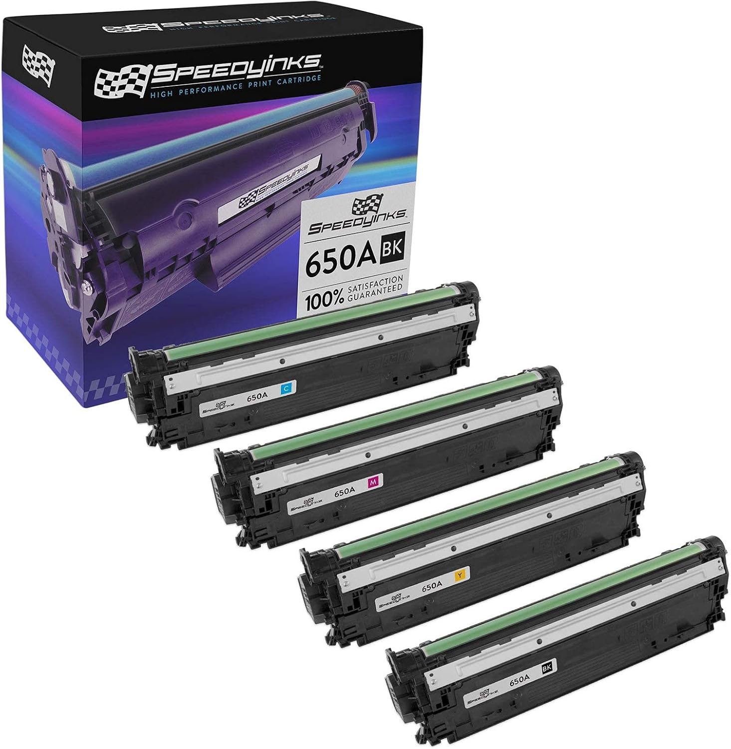 SPEEDYINKS Toner Cartridge Compatible with HP 650A (Black, Cyan, Magenta, Yellow, 4-Pack) for use in Color LaserJet Enterprise CP5525, CP5525n, CP5525dn, CP5525xh, M750n, M750dn, M750xh