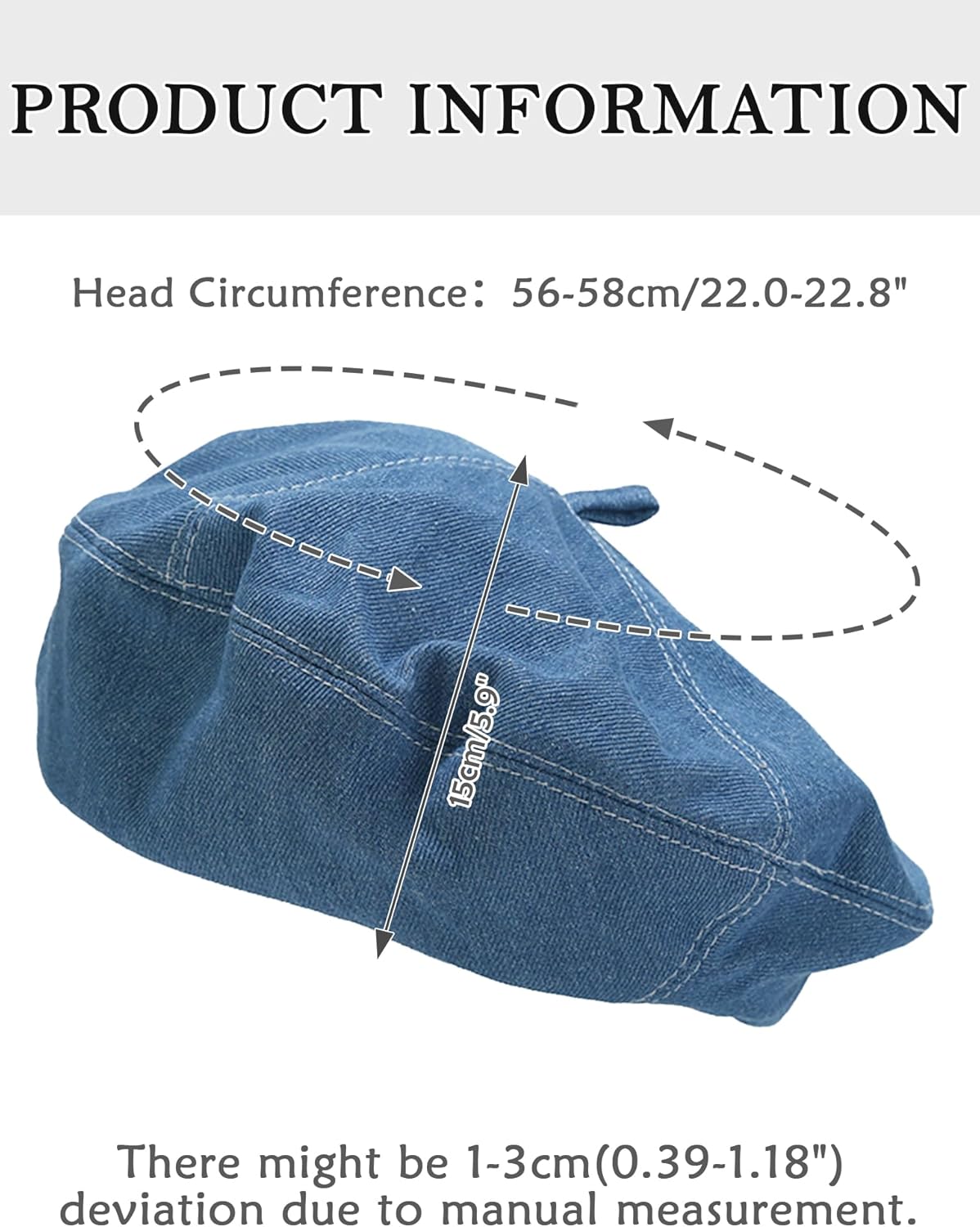 FEOYA 2025 Denim Beret Hat Painter Hat Cotton for Women Y2k Artist Hats with Adjustable Strap - Image 6