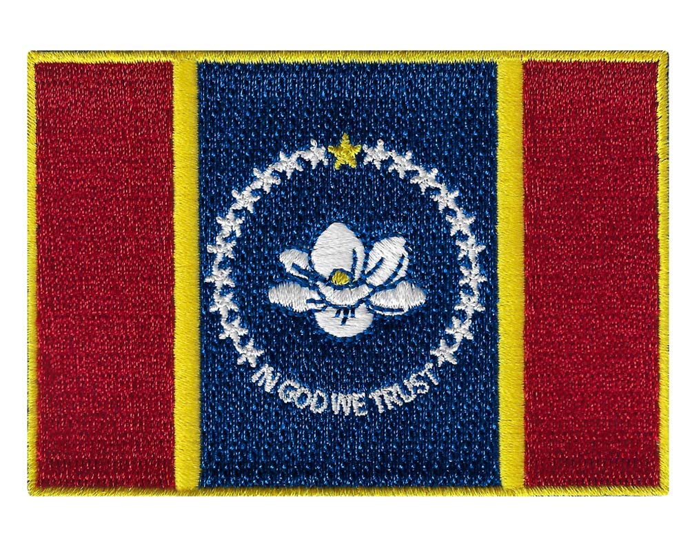 Mississippi State Flag Embroidered Patch Velcro®-Brand Fasteners MS Emblem