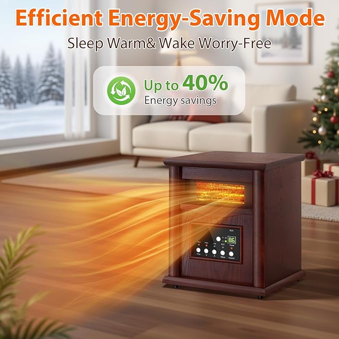 Calefactor Eléctrico Portátil Infrarrojo 1500W con Termostato y Control Remoto miniatura 6
