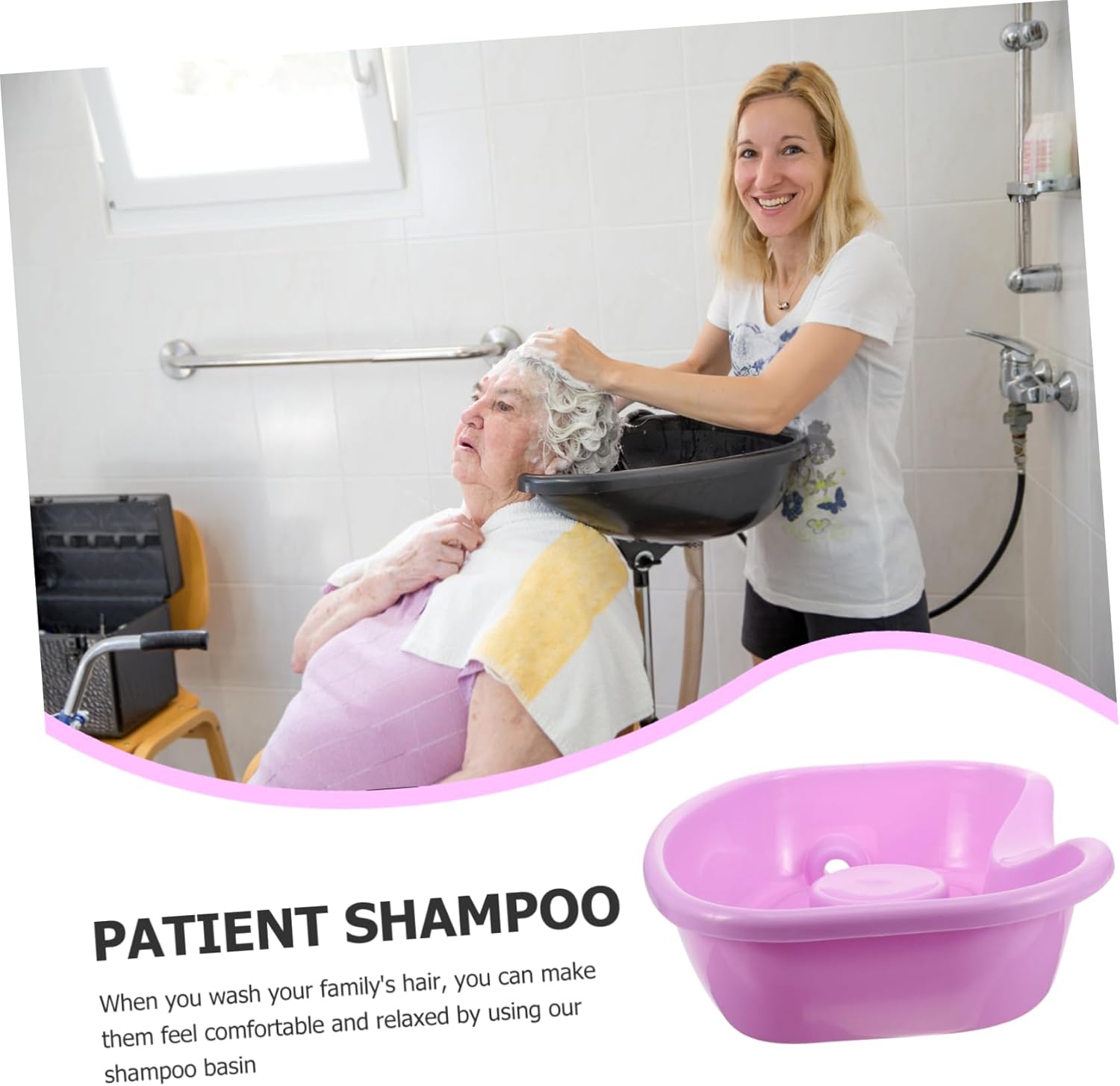 1Set Portable Hair Washing Tray for Bedridden Ergonomic Shampoo Basin for Elderly Sick and Pregnant Women Comfortable Neck Curve Design for Easy Hair Care