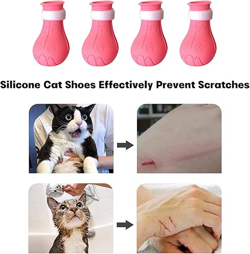 Miniatura 6 de Fundas de garra de gato, solo para gatos, zapatos antiarañazos ajustables para gatos, zapatos antipinchazos ajustables, botas protectoras de pata de