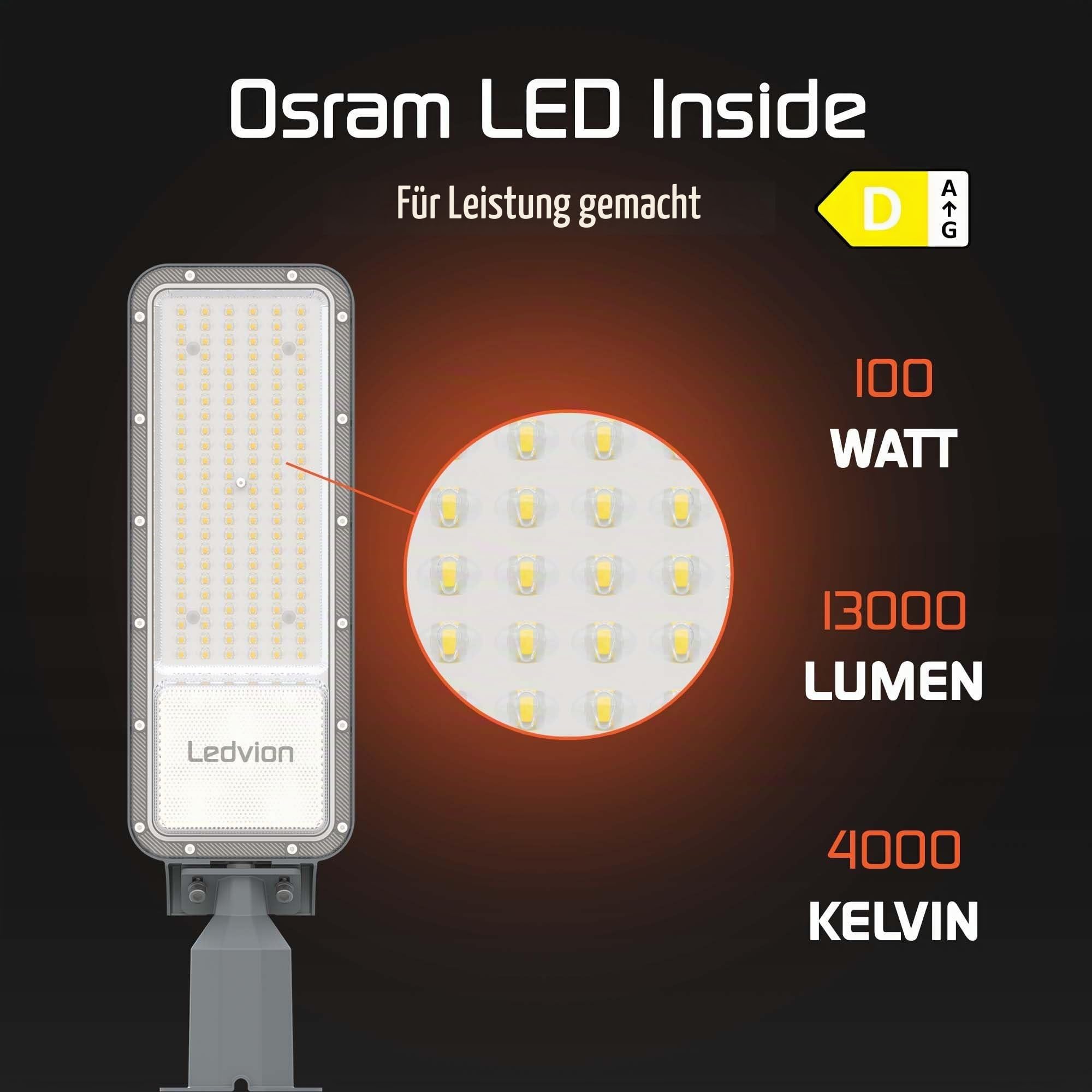 Ledvion LED Strahler Außen IP65 100W 13500Lm 4000K Neutralweiß Straßenlampe