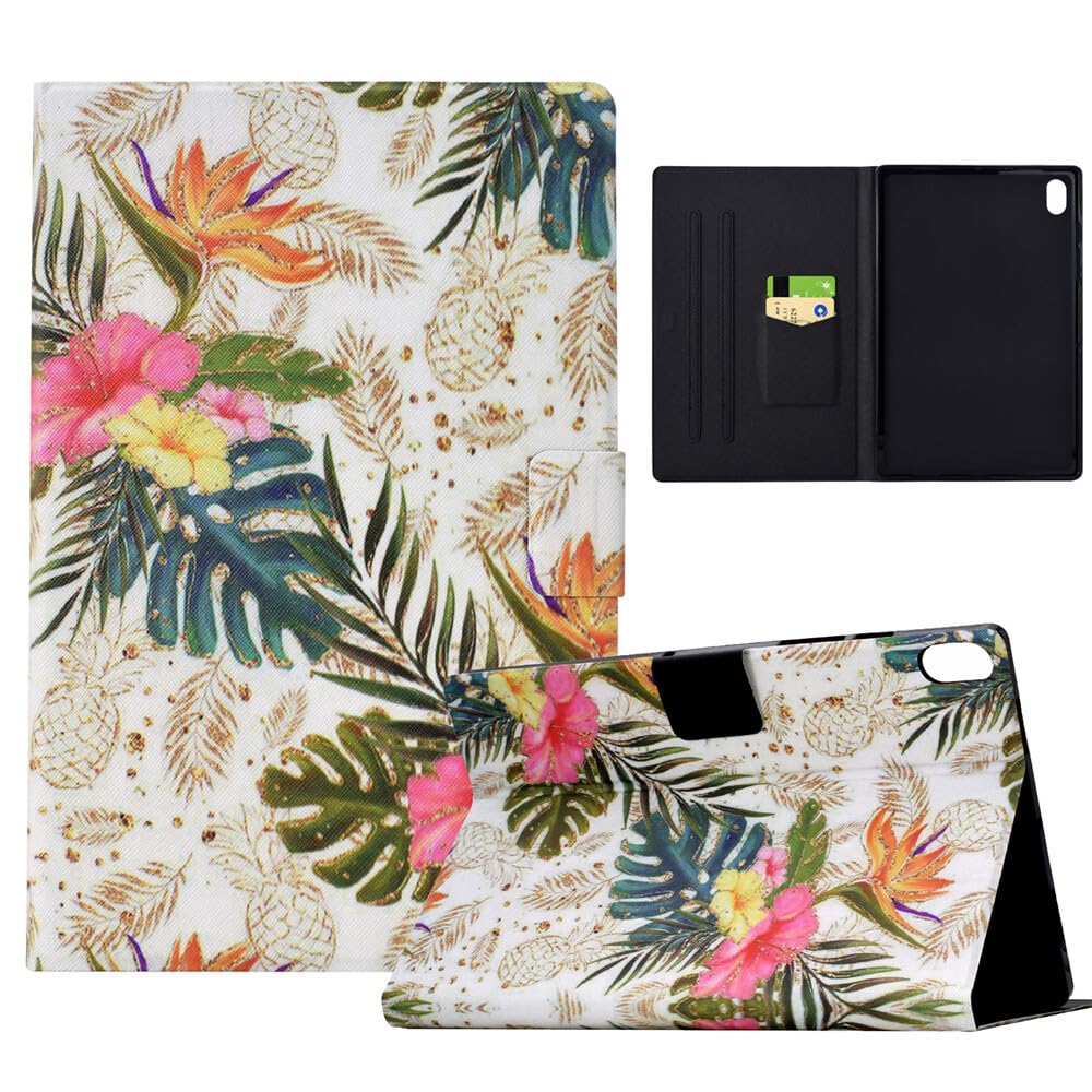 Generic etui kompatybilne z Samsung Galaxy Tab A9 Plus 11.0 SM-X210 X216B X218U (kolor: Złoty ananas) Odporna na wstrząsy skórzana tylna obudowa z klapką