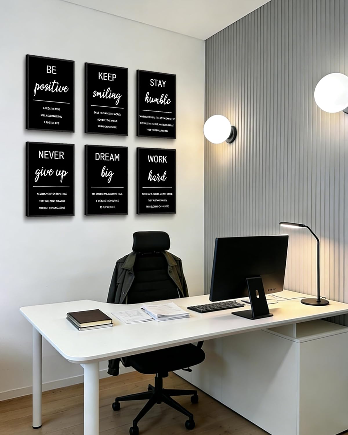 KUVIOKE Inspirational Framed Wall Art Motivational Quotes Wall Decor Encouraging Office Posters Sayings for Classroom Bedroom Living Room Ready to Hang Set of 6, 11x14in (Black Framed)