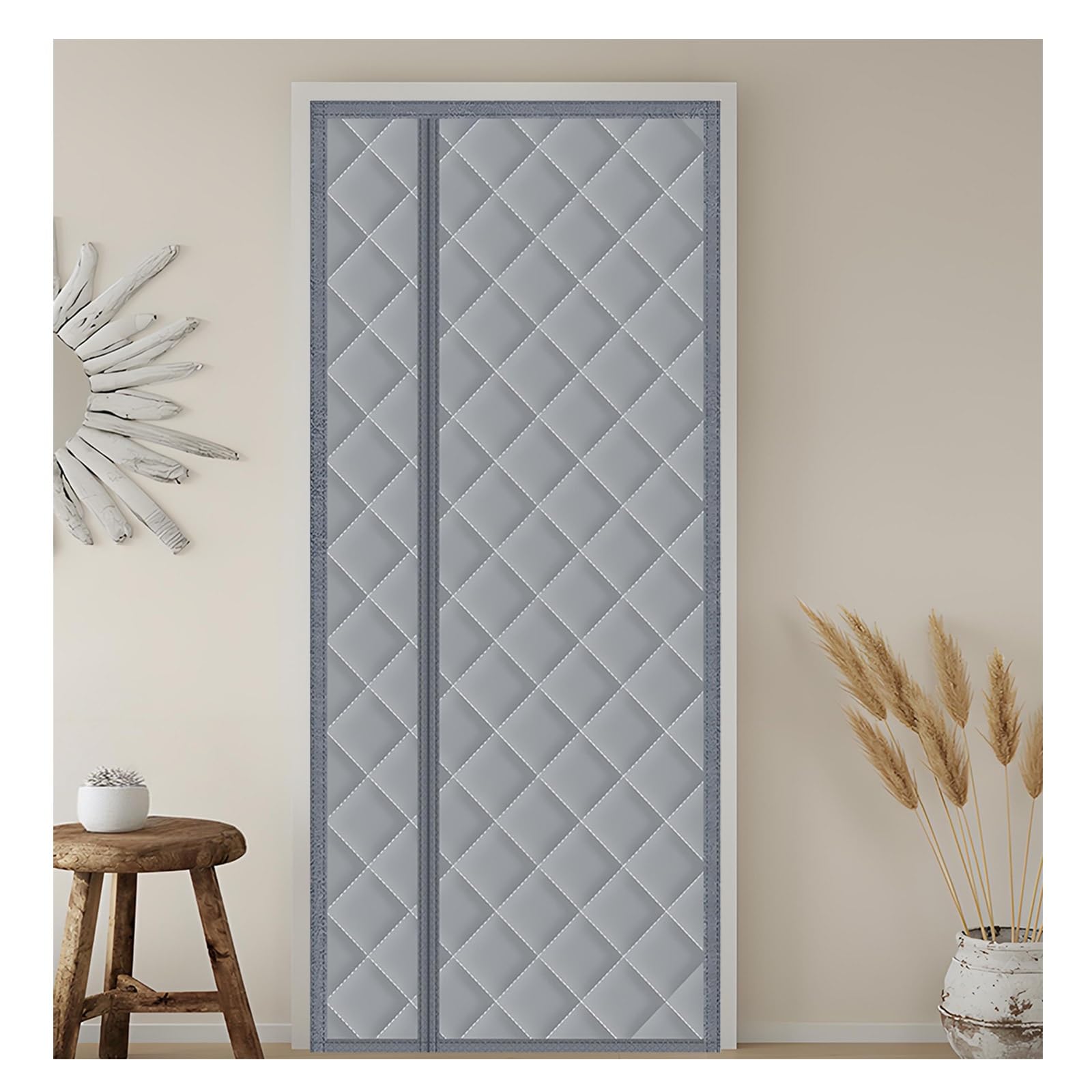 Rideau de porte magnétique gris pour le confort de la chambre