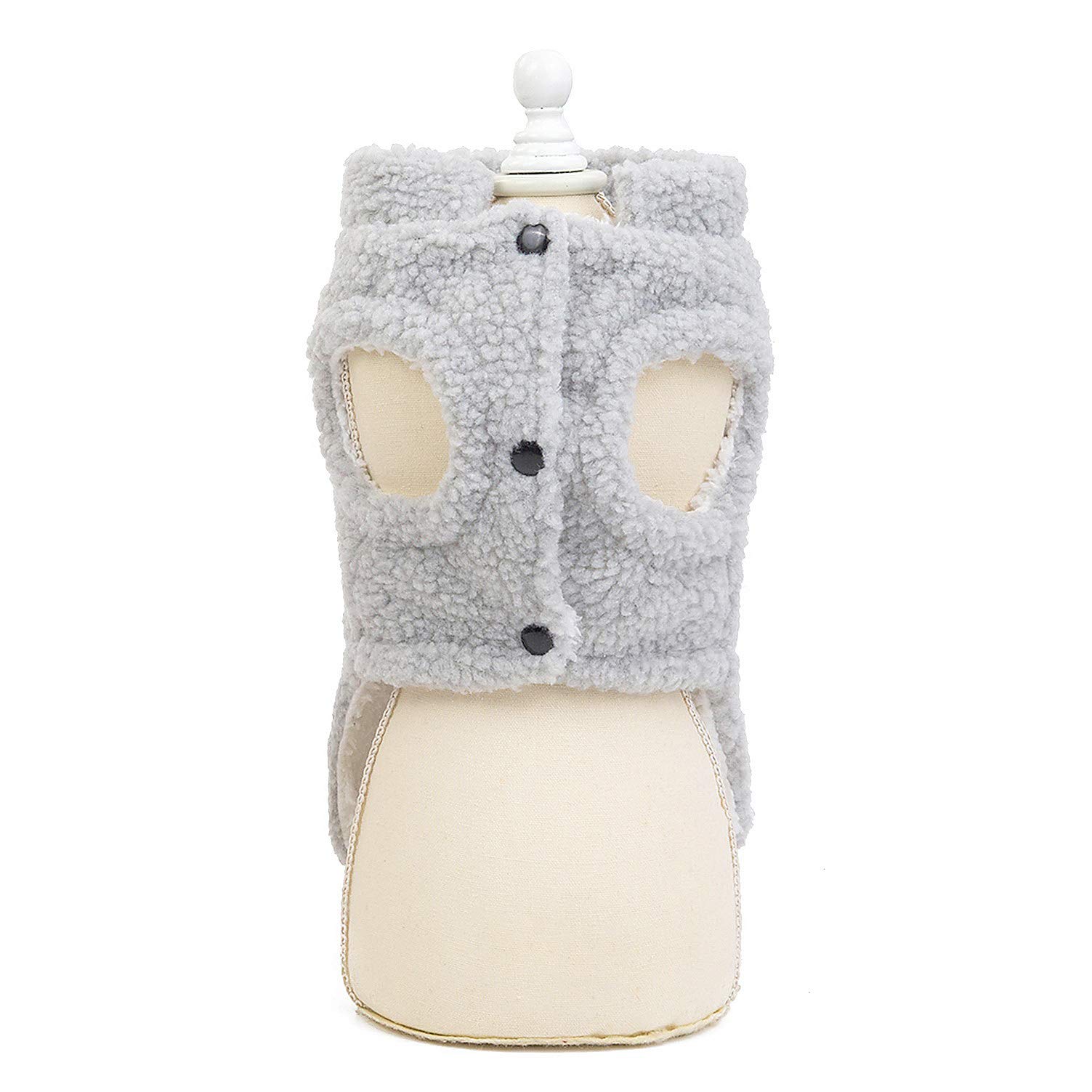 SMALLLEE_LUCKY_STORE Pet Soft Sherpa Fleece Jumper Vest Jacket for Small Dogs Cats Sleeveless Winter Coat Cozy Warm Puppy Yorkie Chihuahua Clothes,Grey S - Image 3