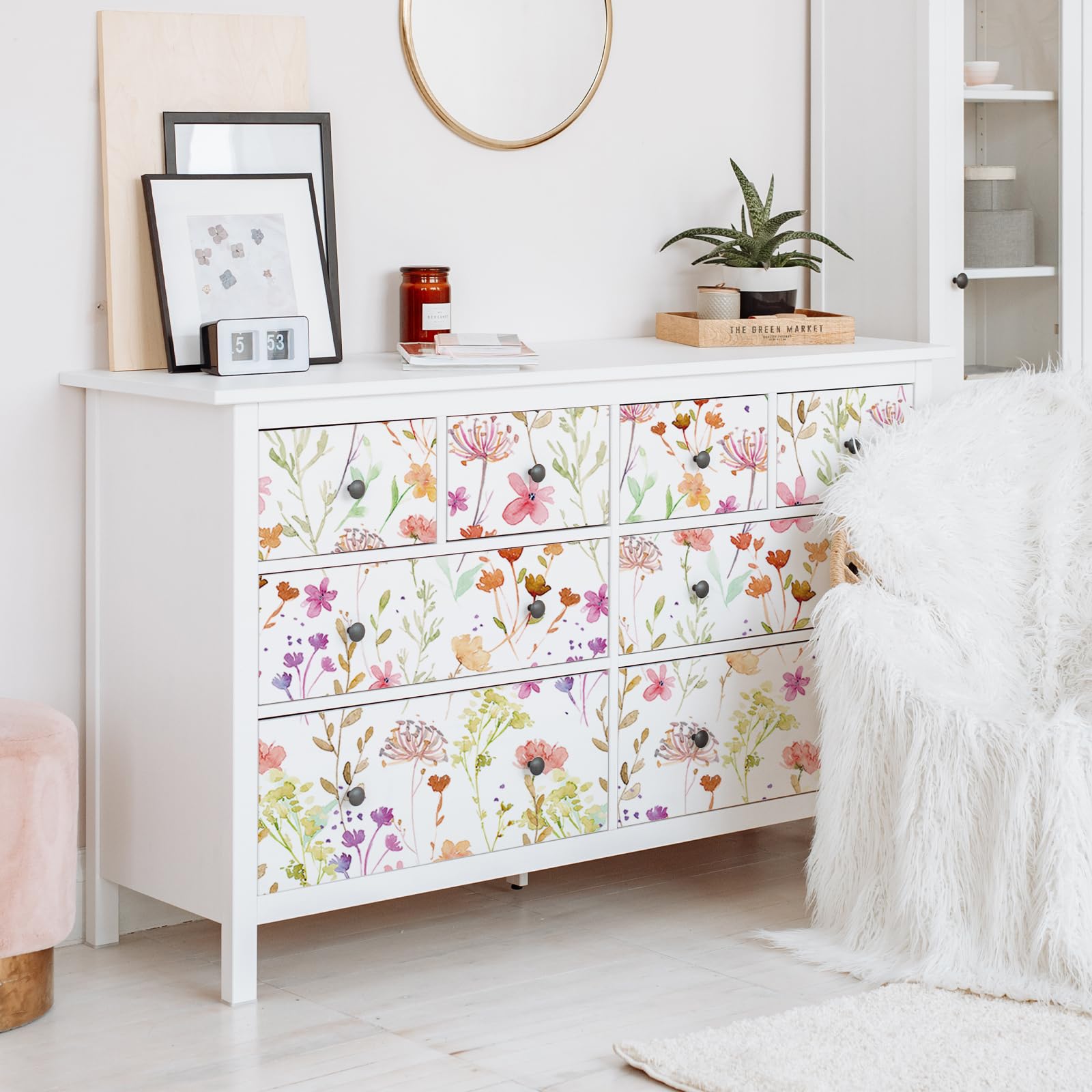 VEELIKE Papel Pintado Flores Rosa Crisantemo 44.5 cm × 900 cm Papel Pintado Pared Dormitorio Niña Murales Decorativos Pared Salon Vinilos para Muebles Cocina Decoracion Habitacion Baño Extraíble