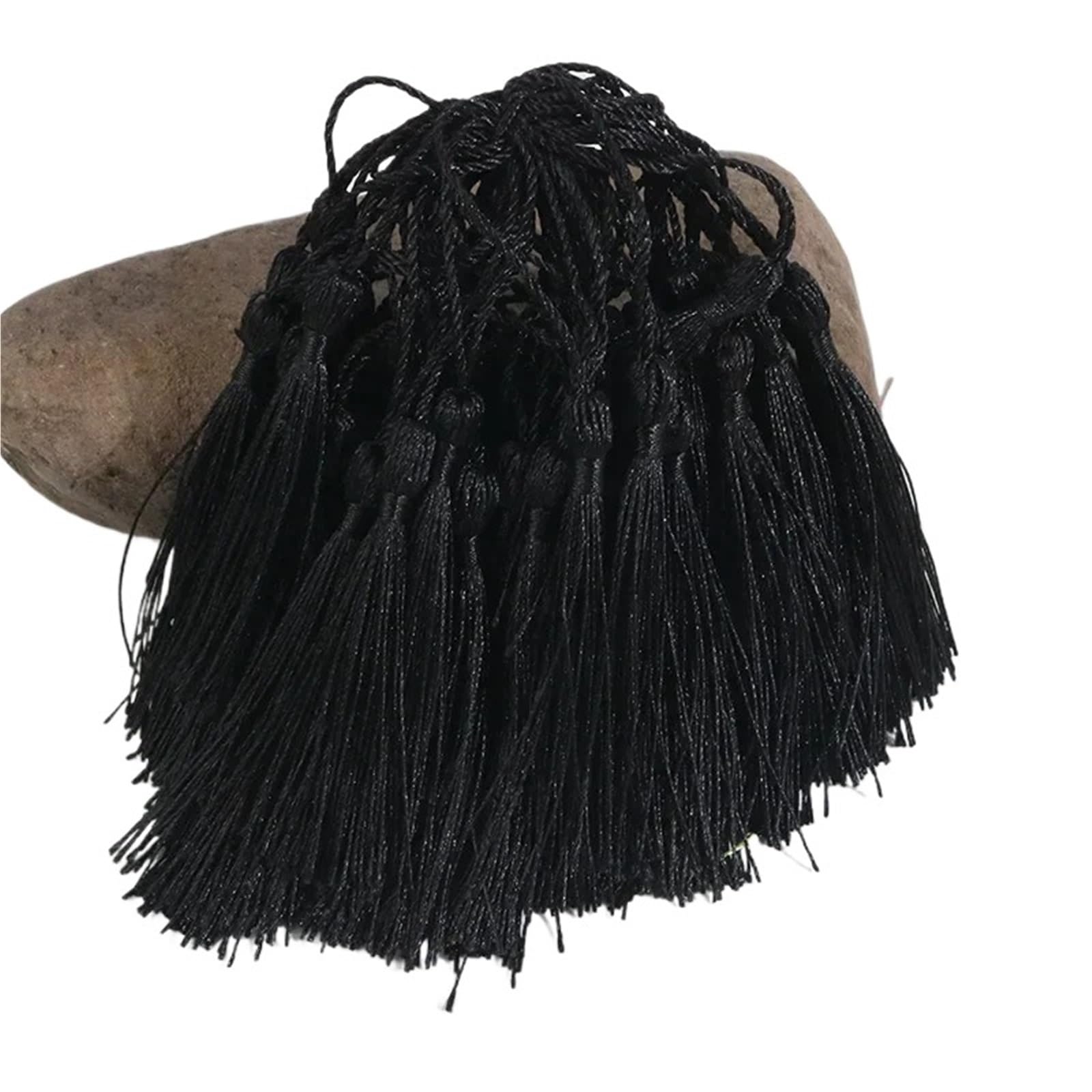 Mini Tassels 200Pcs 13cm Tassels Bookmark Tassels Silky Handmade Soft Craft Mini Tassels for Bookmarks Trim Fringe DIY Crafts Jewelry Making for Crafts(51A black)