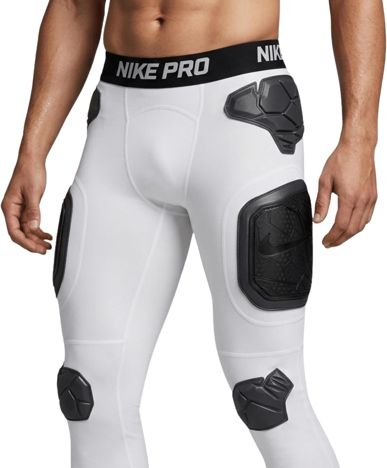 Nike Pro Hyperstrong 7-Pad 3/4 Football Girdle - Hardplate Compression Tights with Integrated Hip, Thigh, Tailbone & Knee Pad