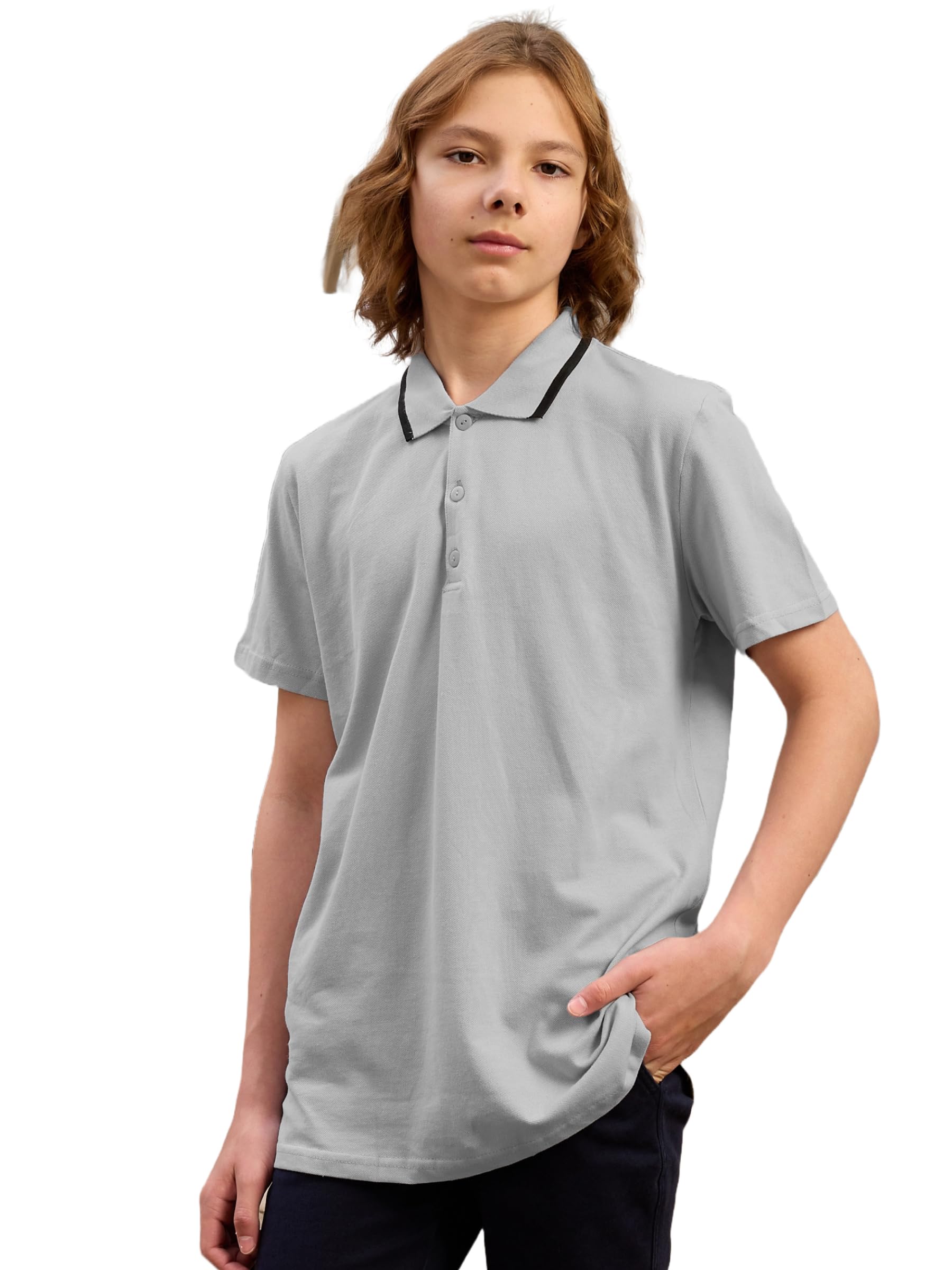 MOR Chłopięca koszulka polo (Color, Size), 100% bawełna, krótki rękaw, kolory podstawowe, koszulka szkolna, rozmiary 110-176 (5-15 lat)
